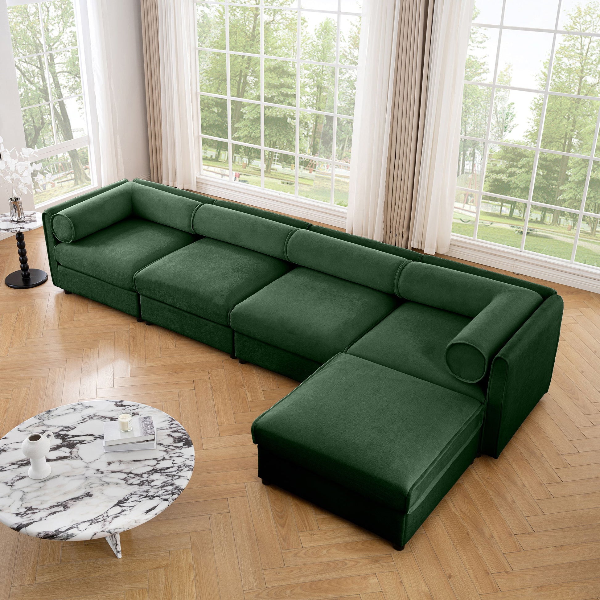 Contemporary Elegant White Chenille Sofa With Storage And Ottoman - Best Buy Furniture