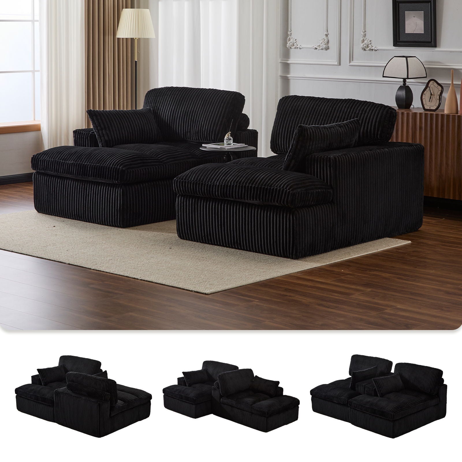 Double Chaise Lounge Chair, Oversized Upholstered Sleeper Cloud Couch - Best Buy Furniture