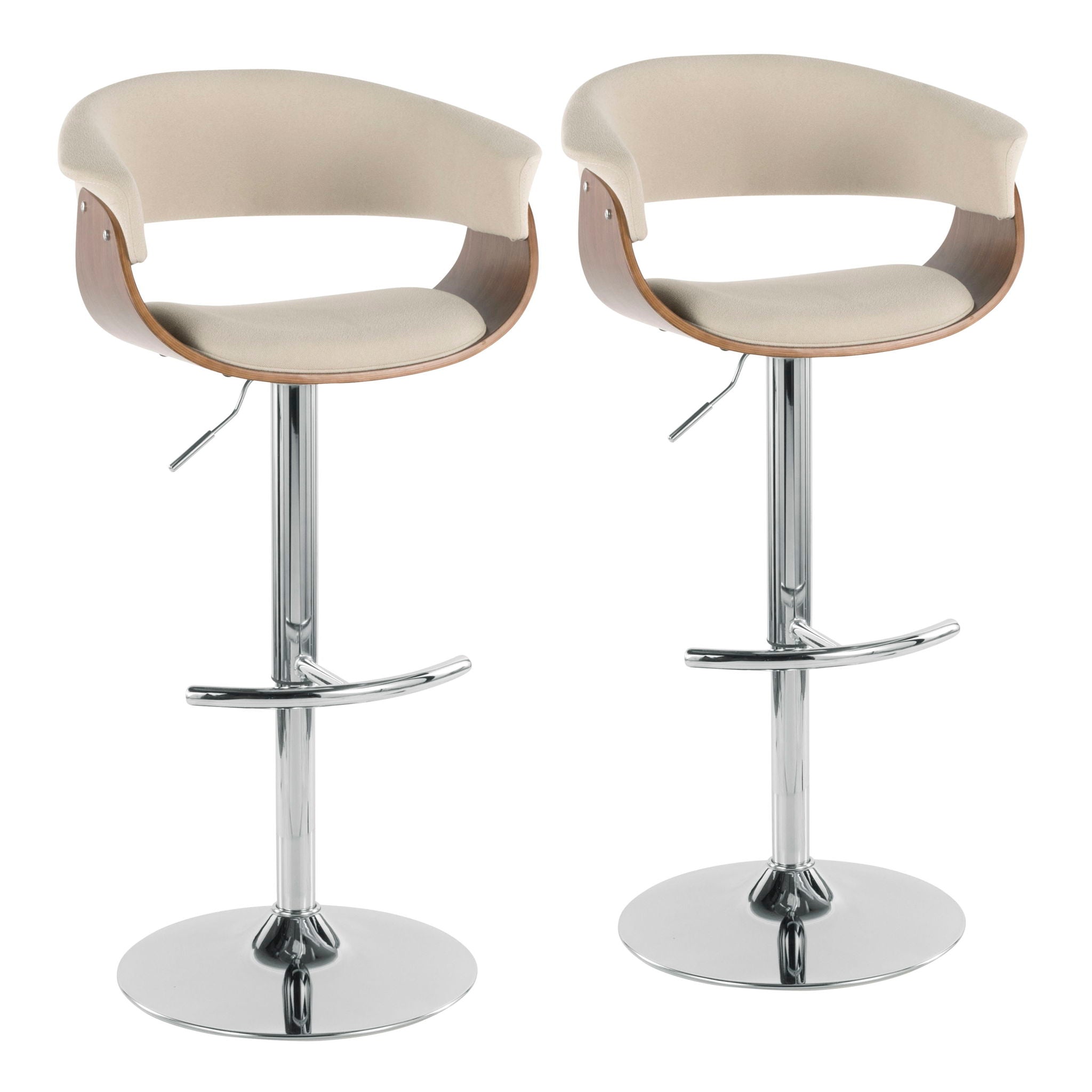 Vintage Mod - Mid Century Modern Adjustable Height Barstool With Swivel With Rounded T Footrest (Set of 2) - Best Buy Furniture