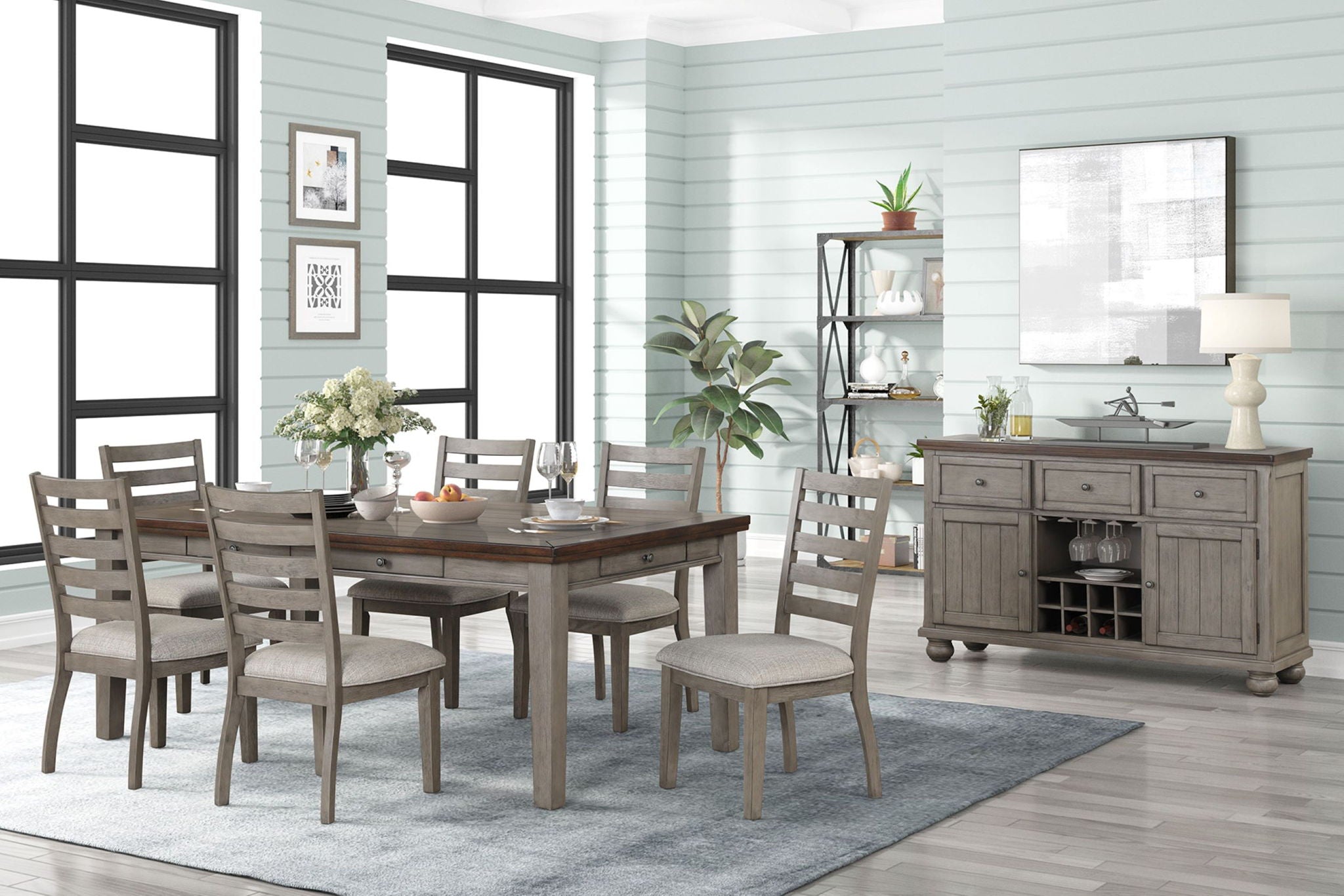 Casual Two Tone 6 Drawer Dining Table - Gray - Best Buy Furniture
