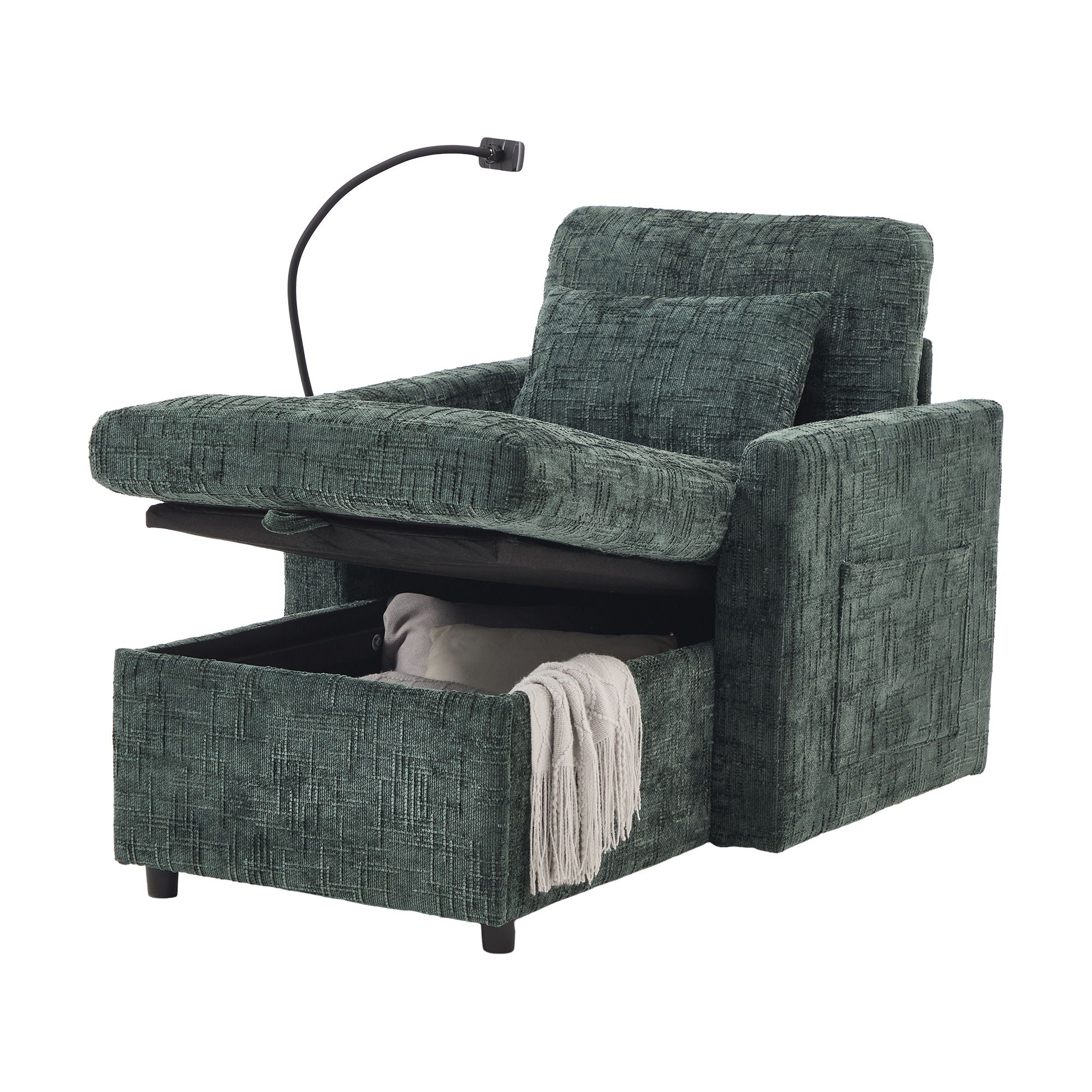 Multifunctional Chenille Recliner Sofa With Storage And Phone Bracket - Best Buy Furniture