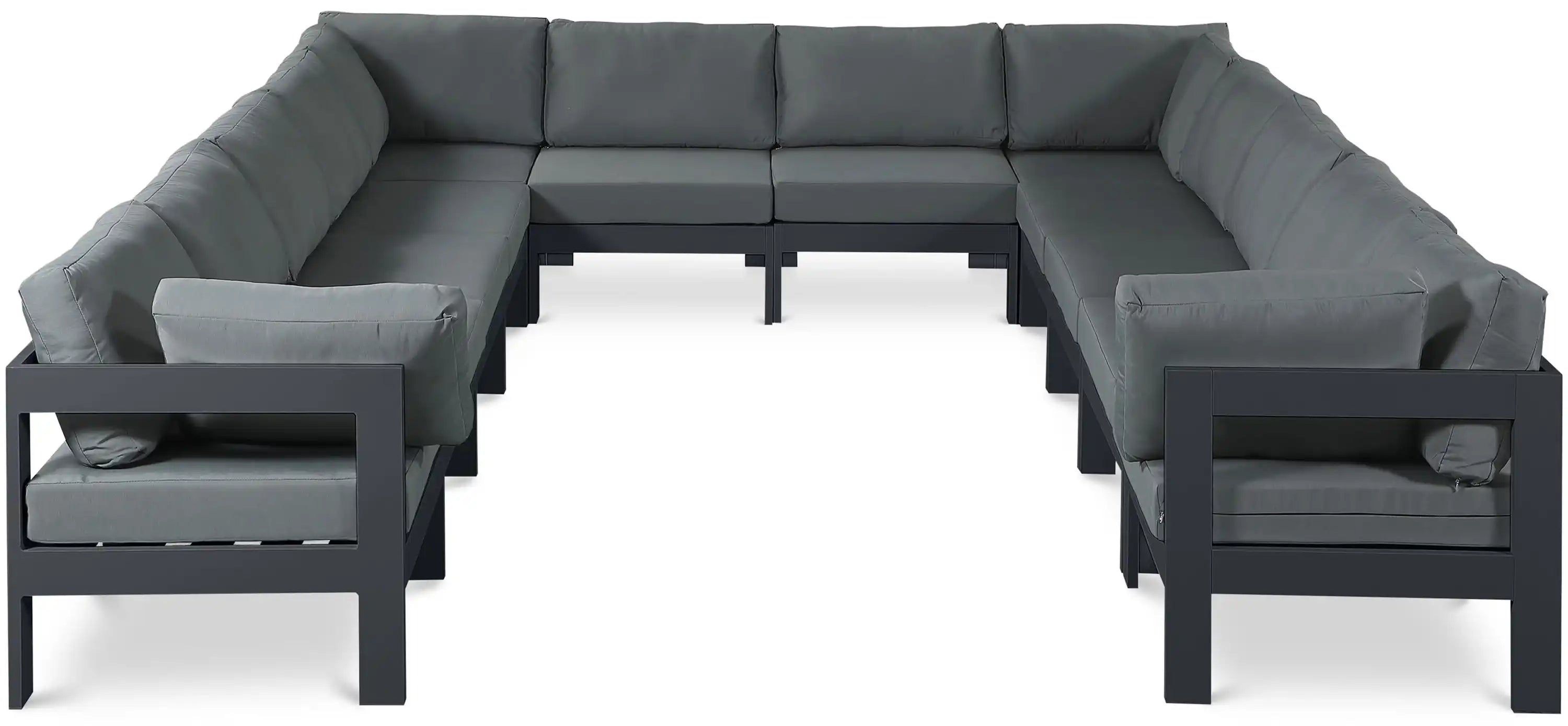 Nizuc - Outdoor Patio 12 Piece Modular Sectional With Gray Frame - Best Buy Furniture