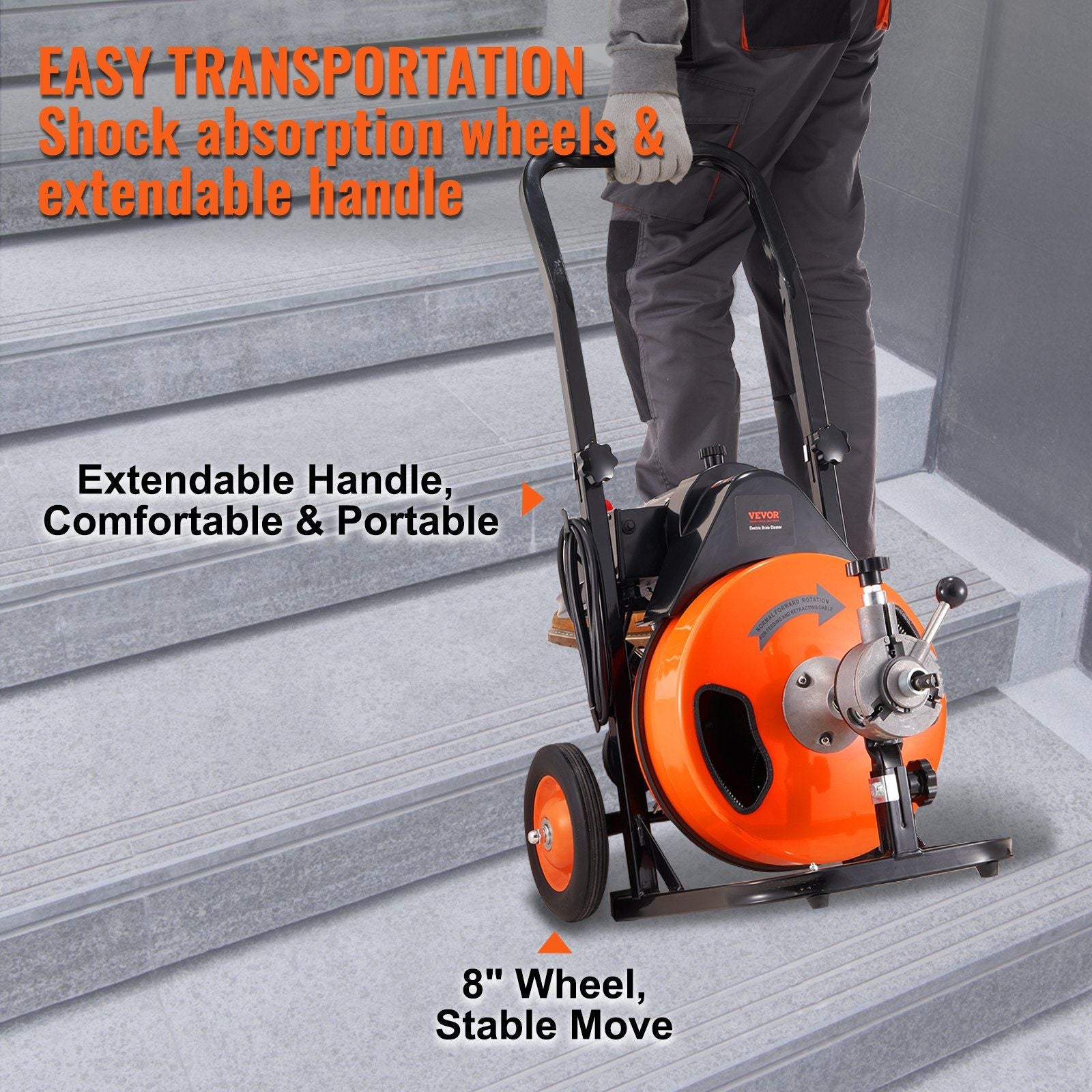 Drain Cleaning Machine 100Ft X 3/8" Auto Feed Sewer Snake - Orange - Best Buy Furniture