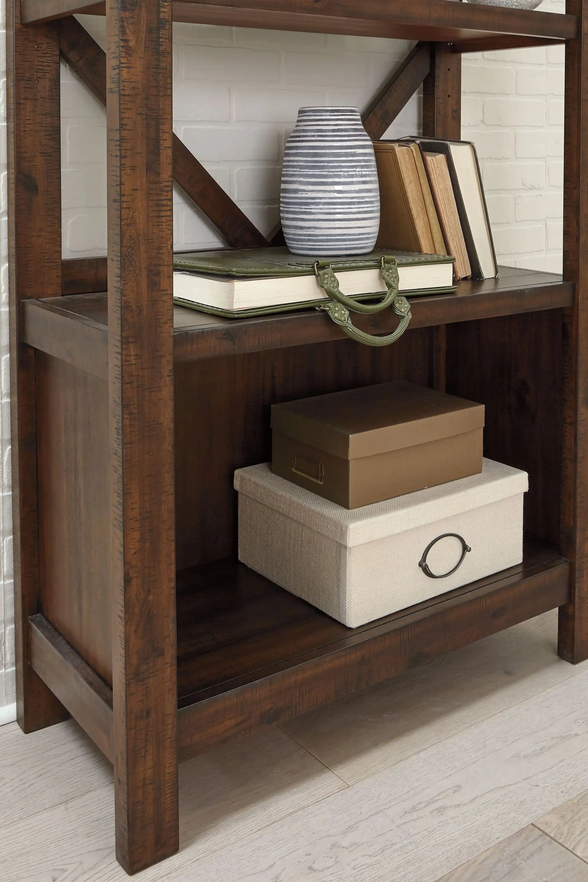 Baldridge - Large Bookcase - Rustic Brown - Best Buy Furniture