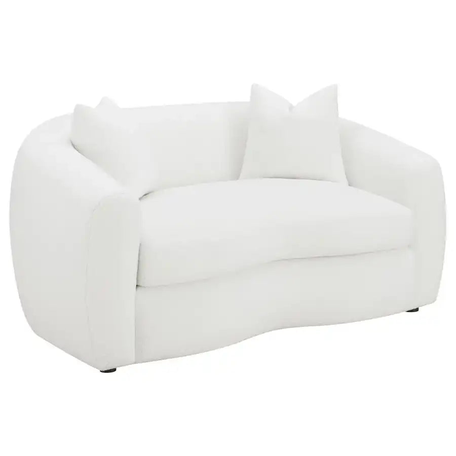 Isabella - Faux Sheepskin Upholstered Loveseat Natural - Ivory - Best Buy Furniture