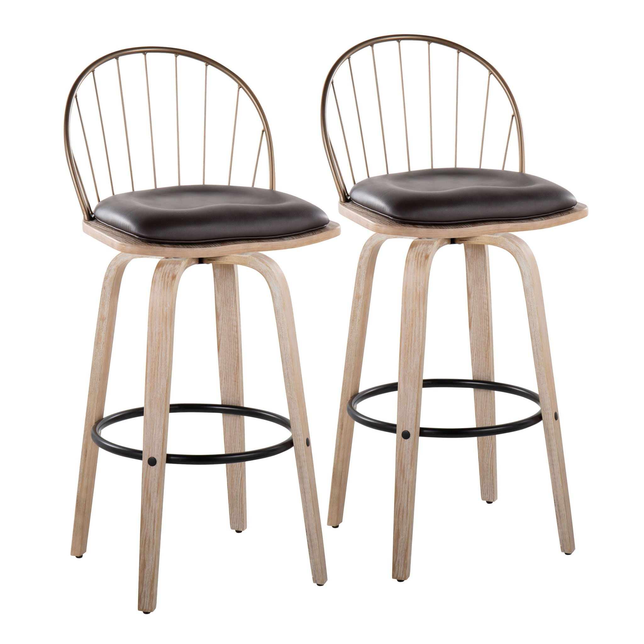 Riley - Industrial / Urban Fixed Height Barstool With Swivel With Removable Cushion (Set of 2) - Best Buy Furniture