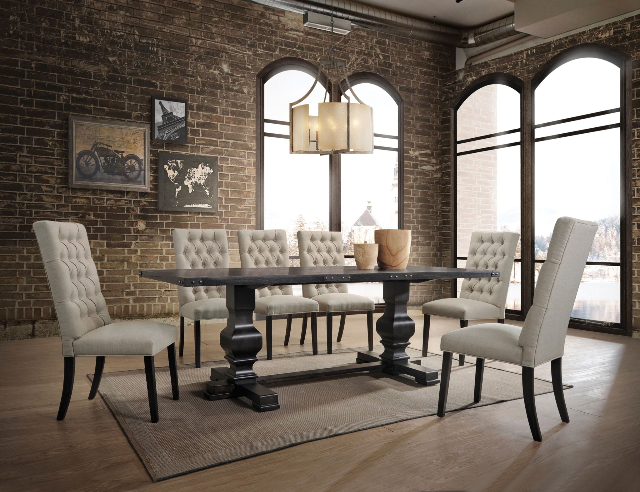 Morland - 7 Pieces Dining Room Set - Black - Best Buy Furniture
