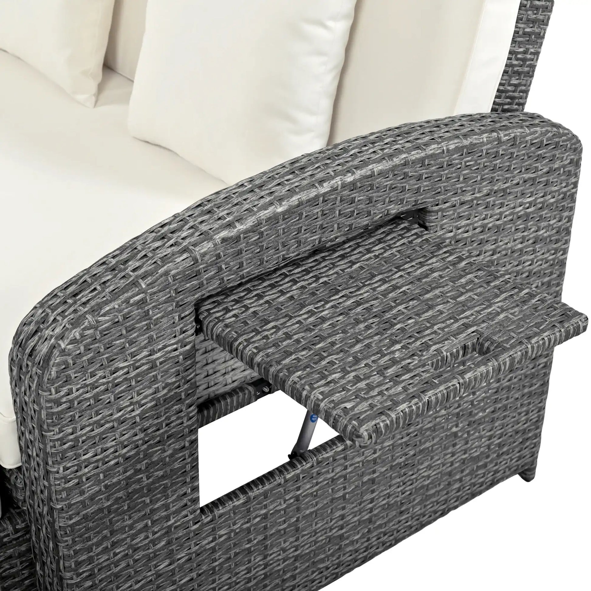 SunNest Wicker Rattan Double Chaise Lounge, 2-Person Reclining Daybed with Adjustable Back and Cushions - Best Buy Furniture