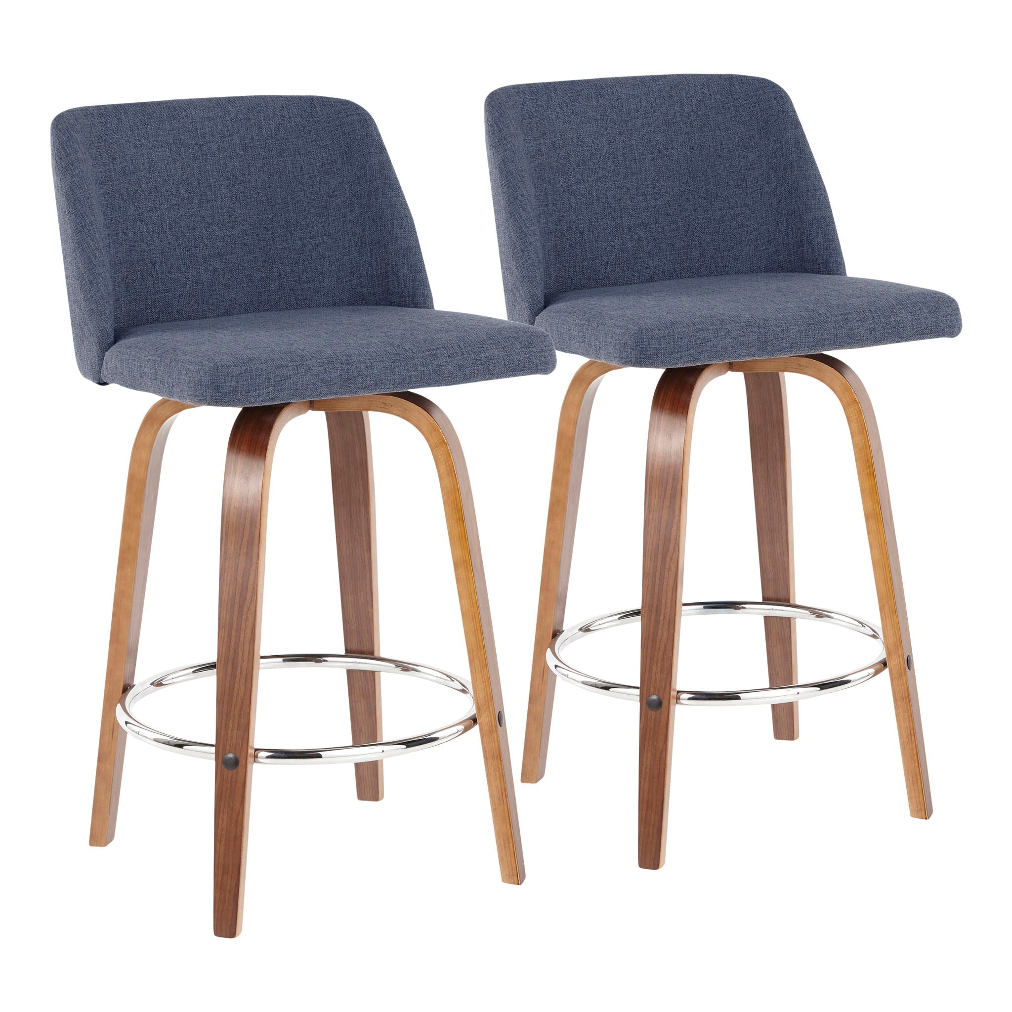 Toriano - Mid-Century Modern Fixed Height Counter Stool With Round Footrest (Set of 2) - Best Buy Furniture