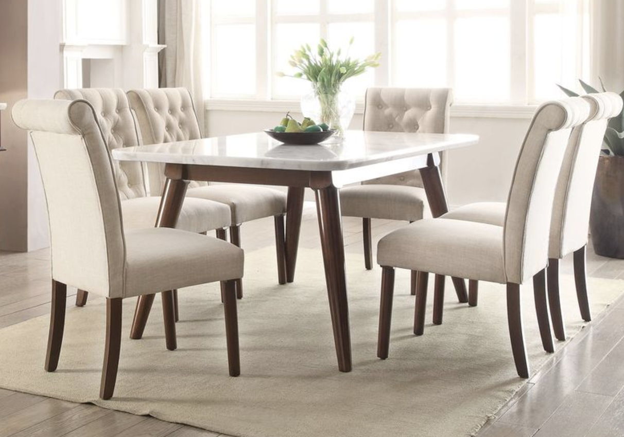Gasha - Marble Top Dining Table - White - Best Buy Furniture