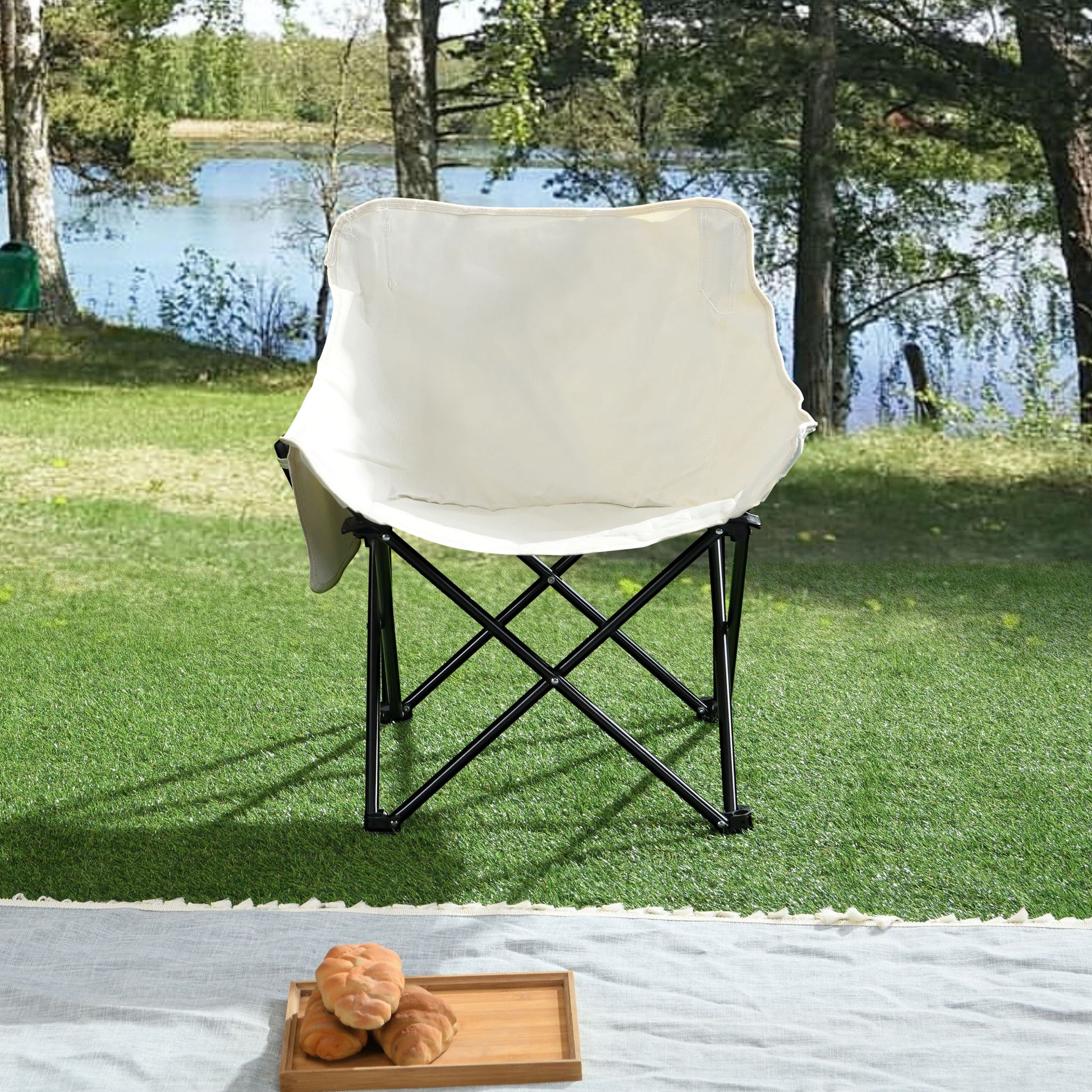 2 Pieces Outdoor Camping Chairs Folding / Portable, Comfortable Seating, Durable Steel Fram - Best Buy Furniture