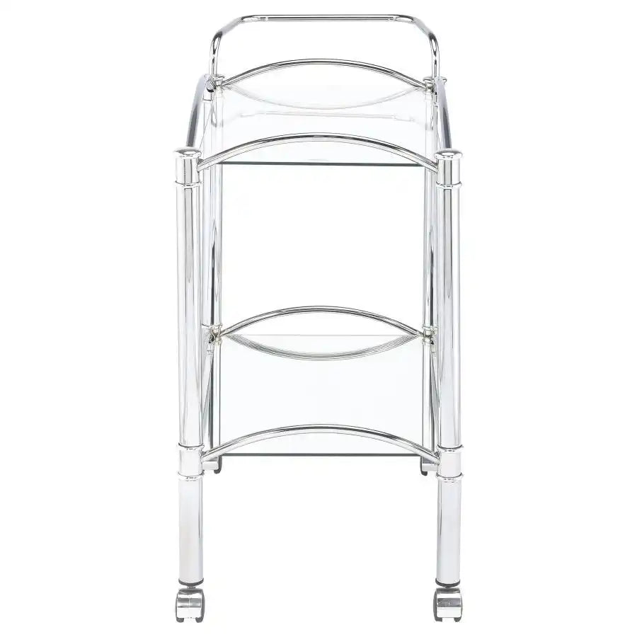 Shadix - 2-Tier Rectangular Glass Shelf Metal Bar Cart - Chrome - Best Buy Furniture