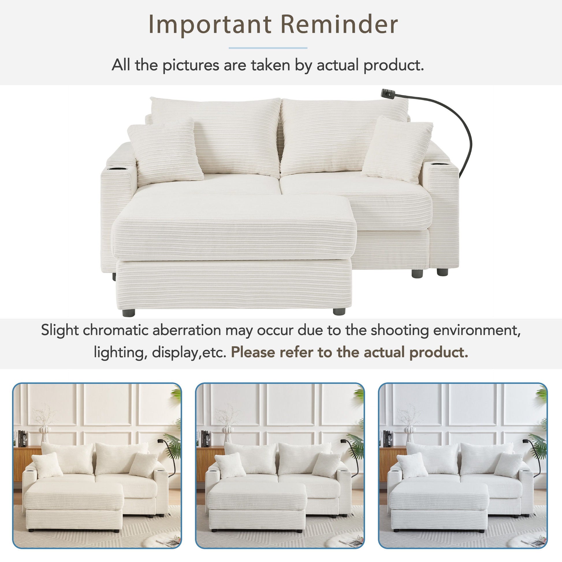Modern Style Loveseat Sofa Sectional Sofa Couch With Storage Space, A Movable Ottoman, Two USB Ports, Two Cup Holders, A Phone Holder For Living Room - Best Buy Furniture