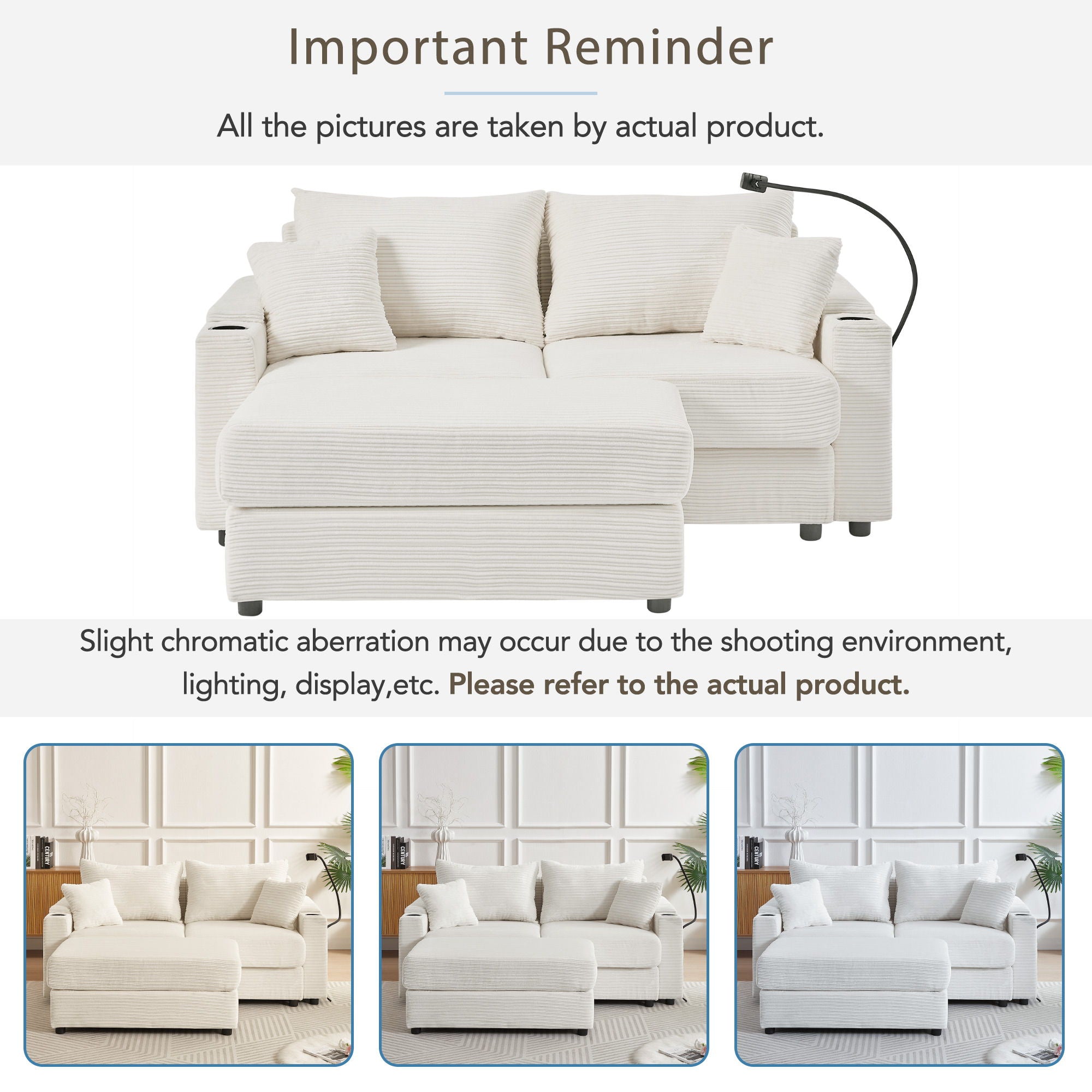 Modern Style Loveseat Sofa Sectional Sofa Couch With Storage Space, A Movable Ottoman, Two USB Ports, Two Cup Holders, A Phone Holder For Living Room - Best Buy Furniture