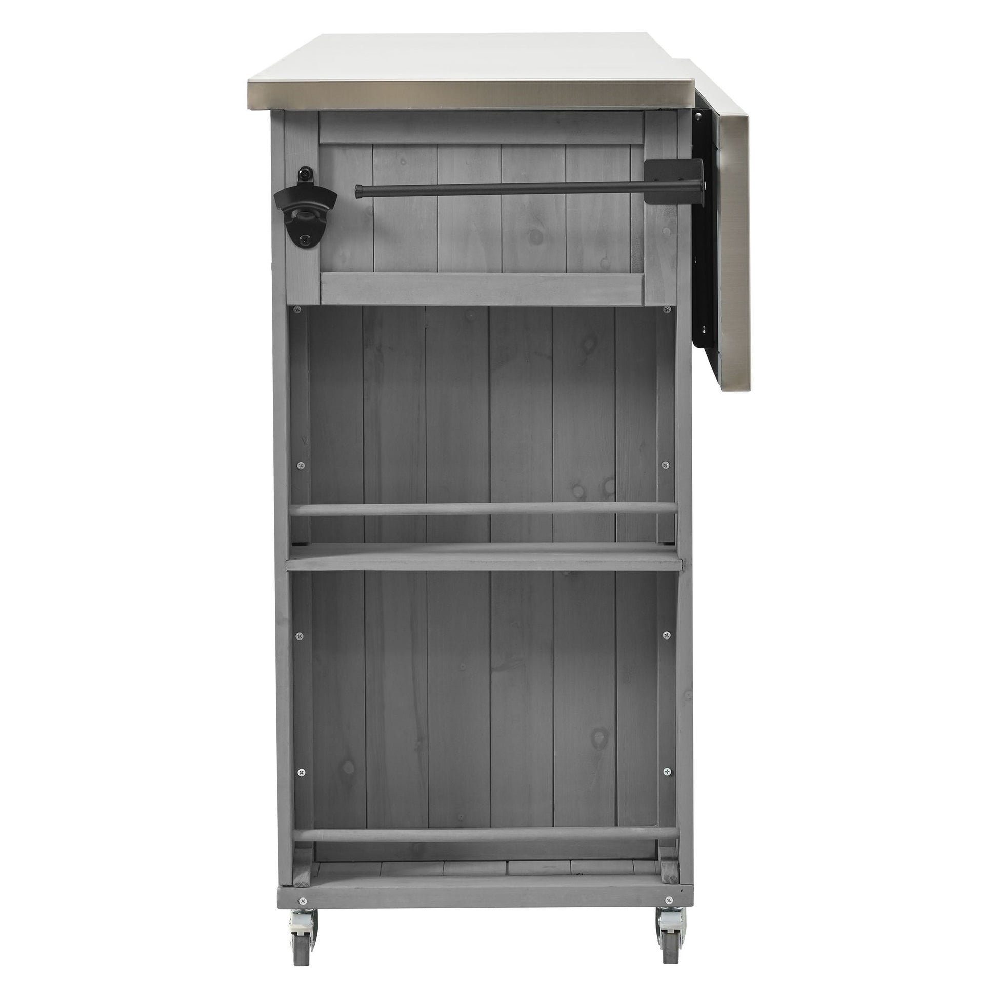 Outdoor Kitchen Island With Stainless Steel Top, Ample Storage Space, Towel And Spice Racks And A Bottle Opener - Best Buy Furniture