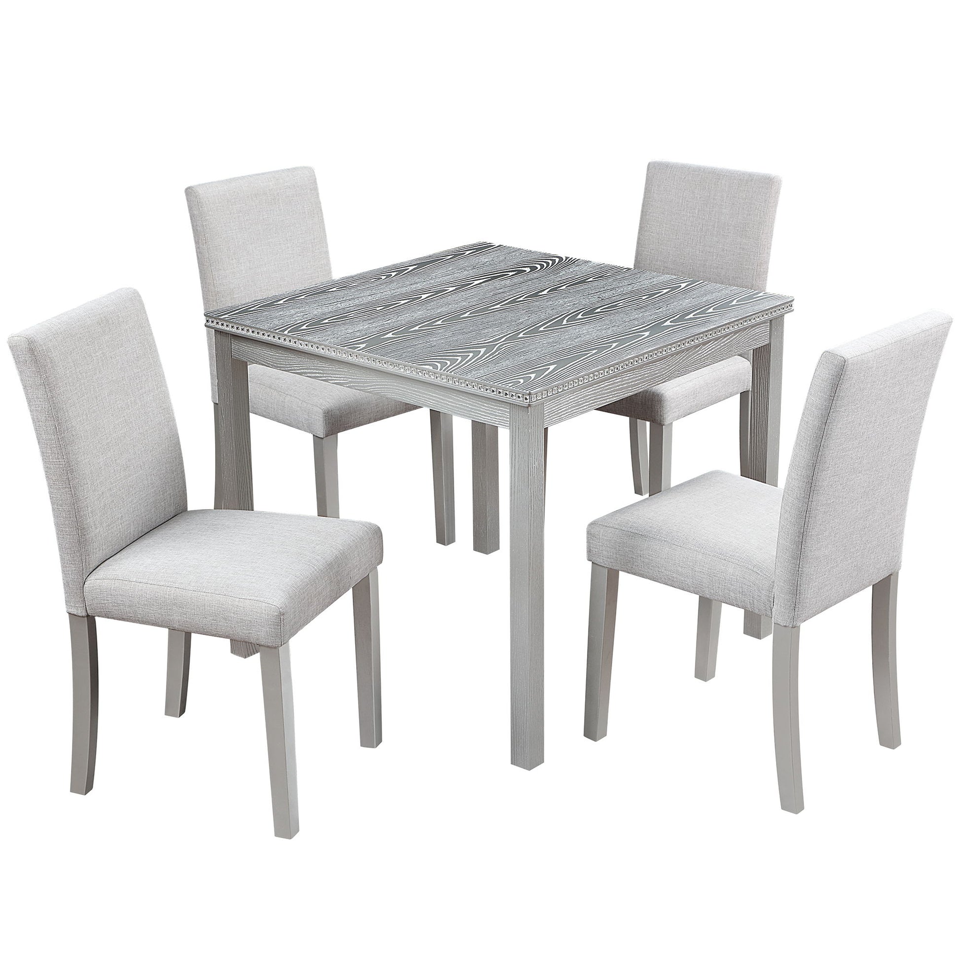 Dining Table Set With Crystal Decoration And Upholstered Chairs - Best Buy Furniture