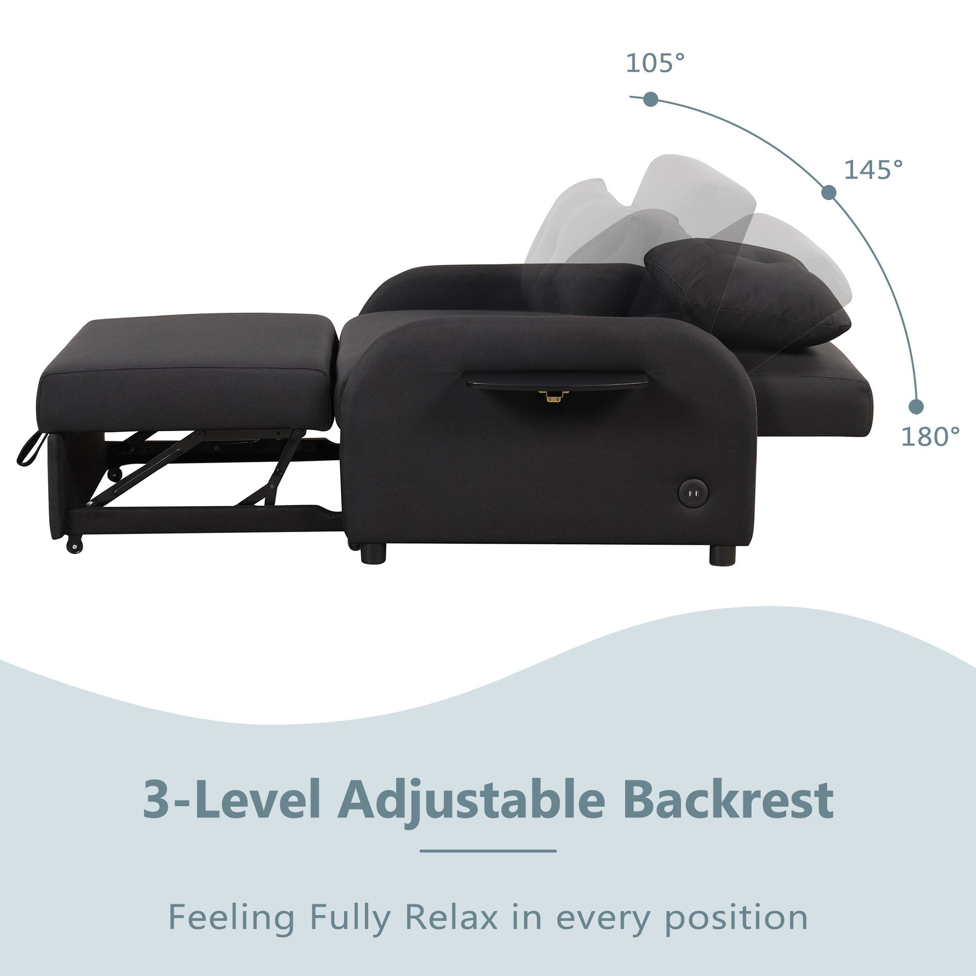 Versatile Pull Out Sofa Sleeper 3 In 1 With Wing Table & USB Charge, Compact Design - Best Buy Furniture