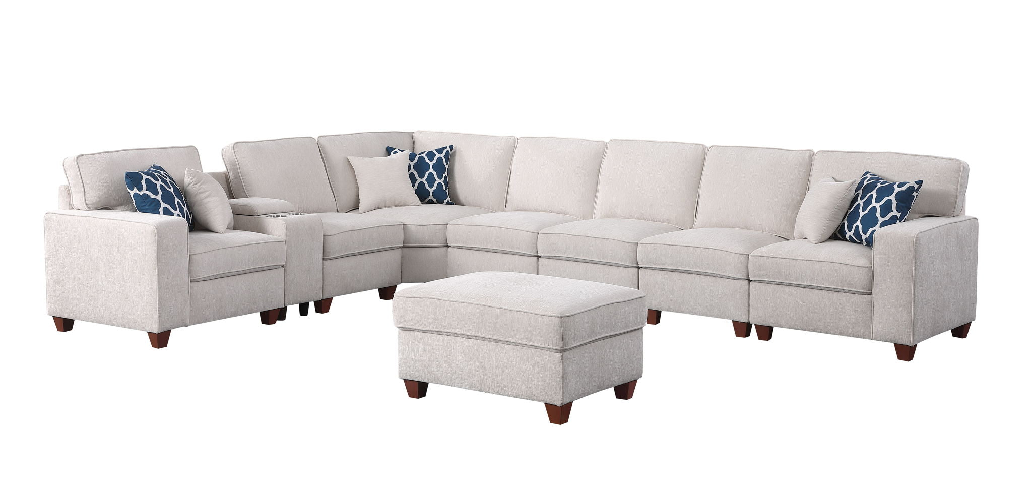 Ted - Sectional Sofa With Ottoman - Beige - Best Buy Furniture