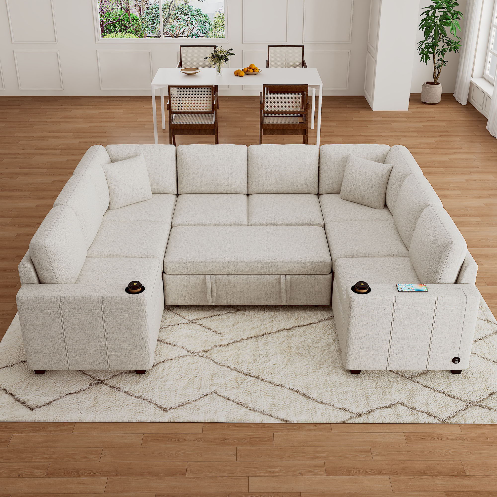 Convertible U-Shaped Sectional Sofa With Pull-Out Bed - Best Buy Furniture