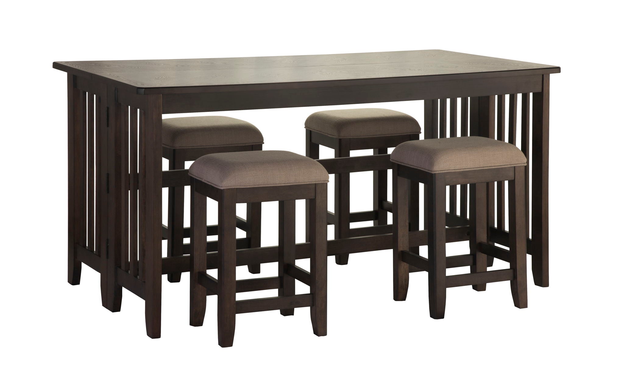 Drop Leaf Table & 4 Stools - Dark Brown - Best Buy Furniture
