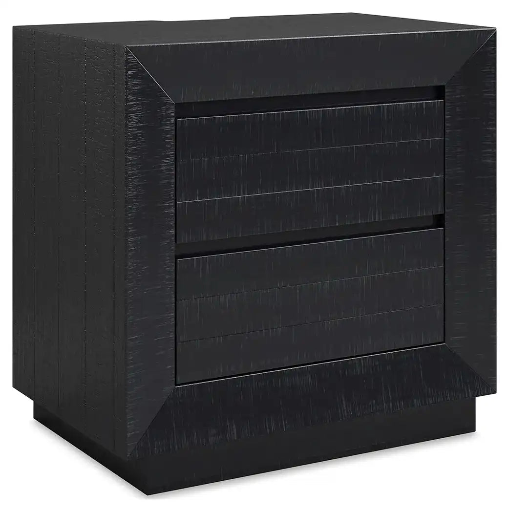 Londer - Two Drawer Night Stand - Black - Best Buy Furniture