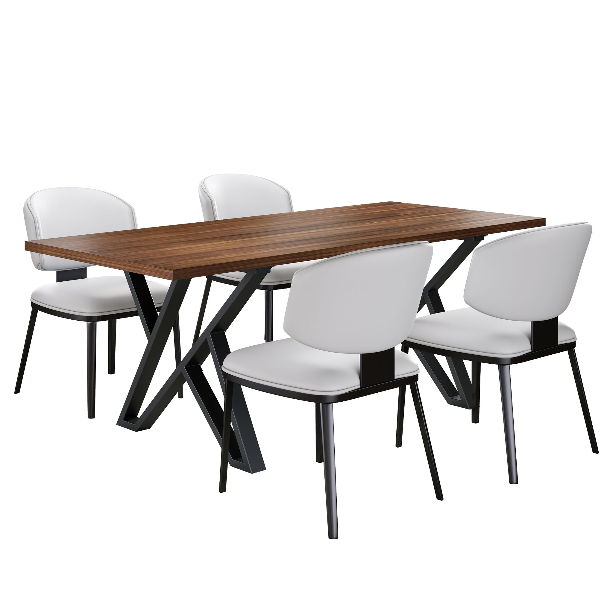 5 Pieces Modern Faux Leather And Metal Dining Set - Best Buy Furniture