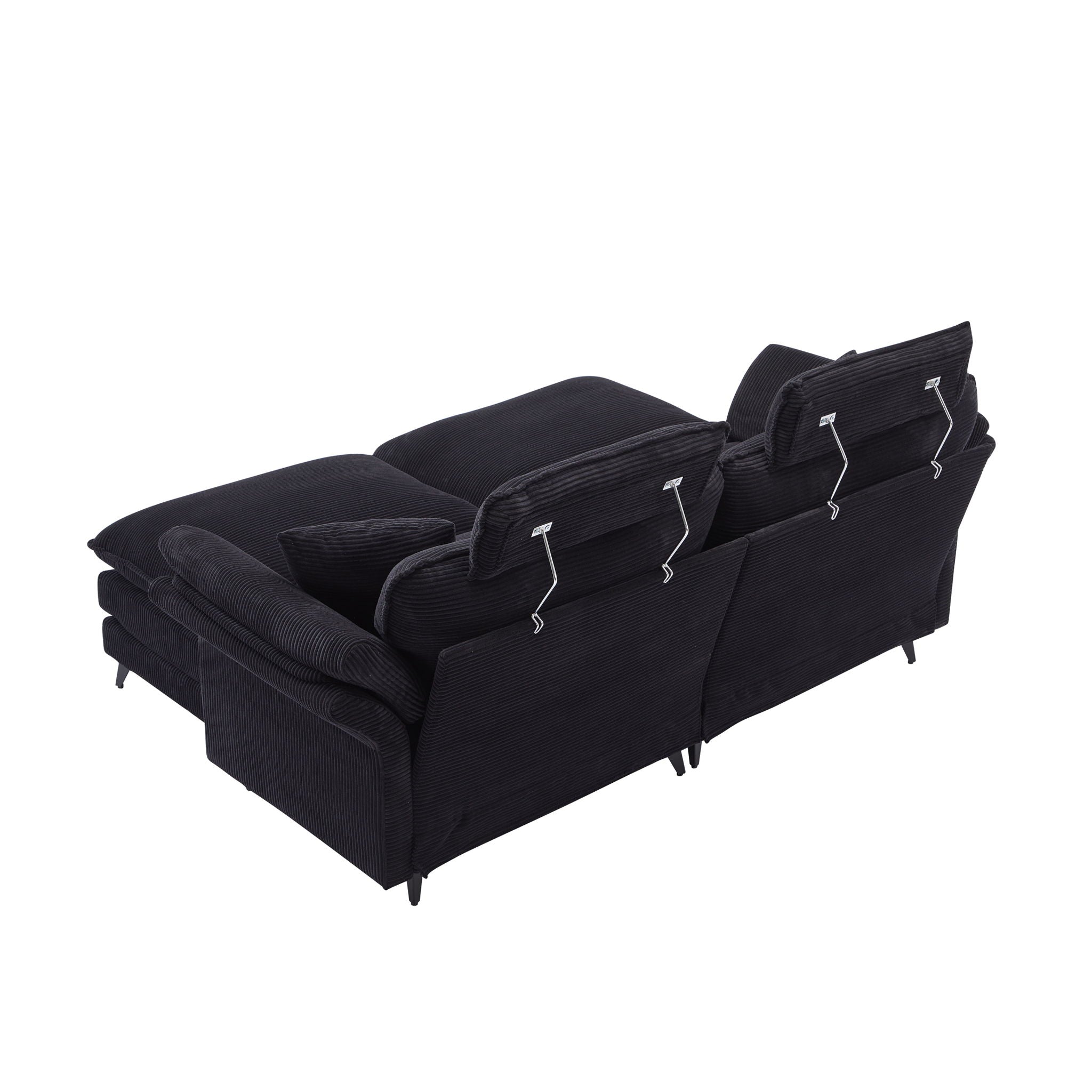 Modern Corduroy Deep Seat Sectional Sofa With Ottoman - Best Buy Furniture