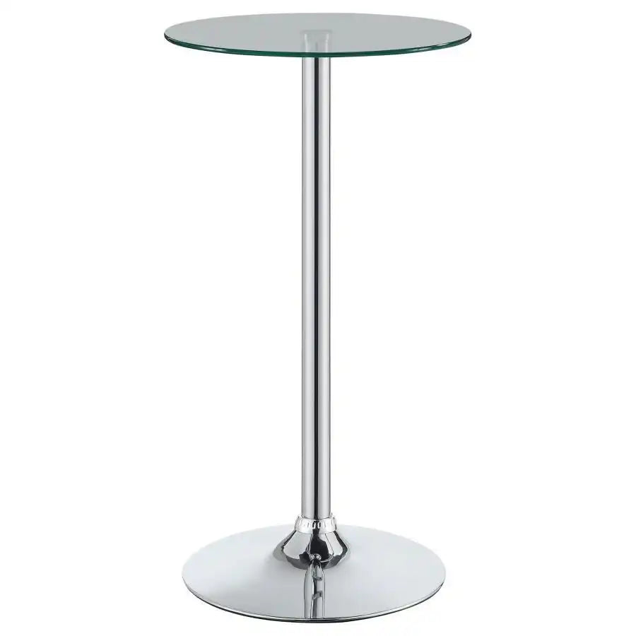Abiline - Round Glass Top Bistro Bar Table - Chrome - Best Buy Furniture