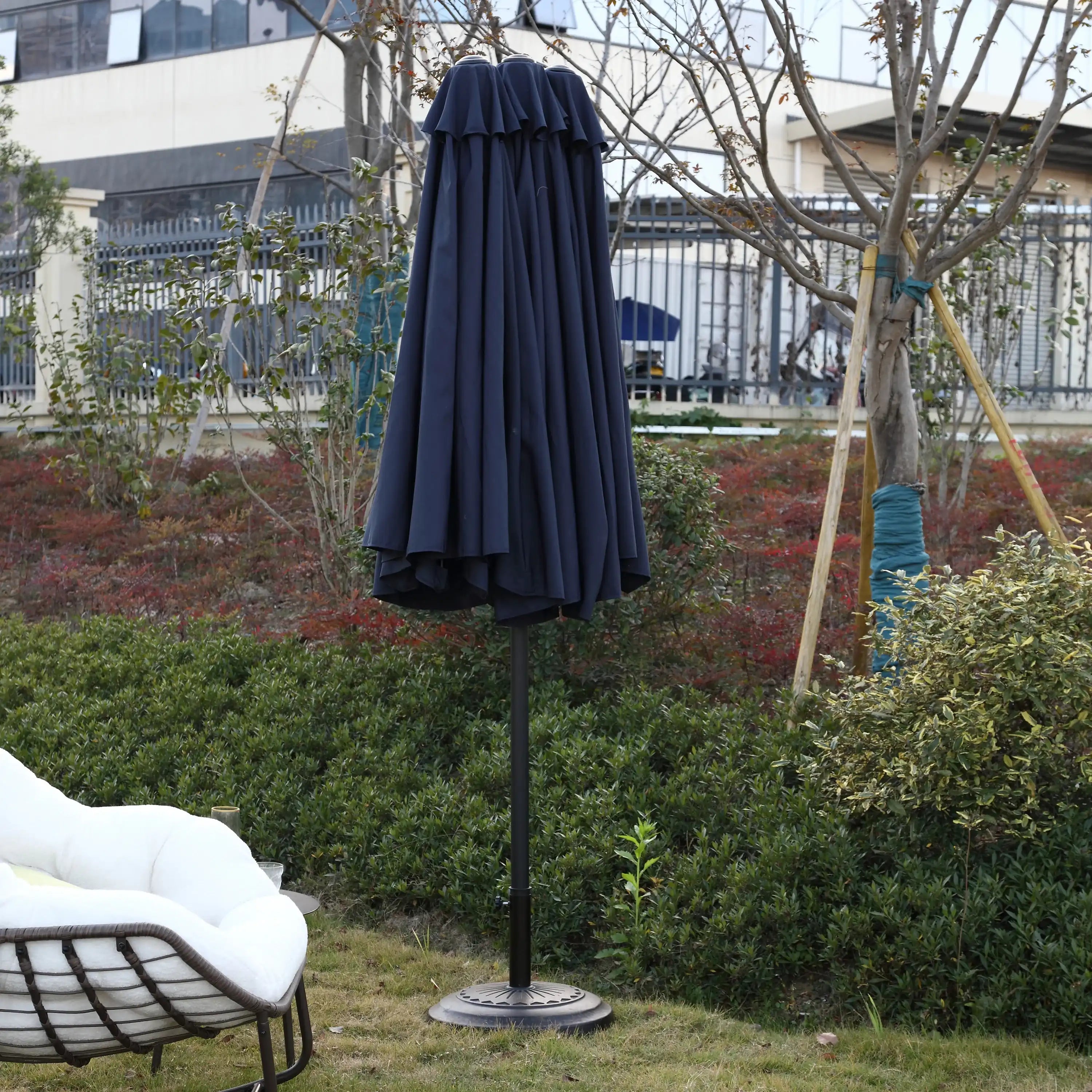 14.8 Ft Double Sided Outdoor Umbrella Rectangular Large with Crank ( Navy blue ) - Best Buy Furniture