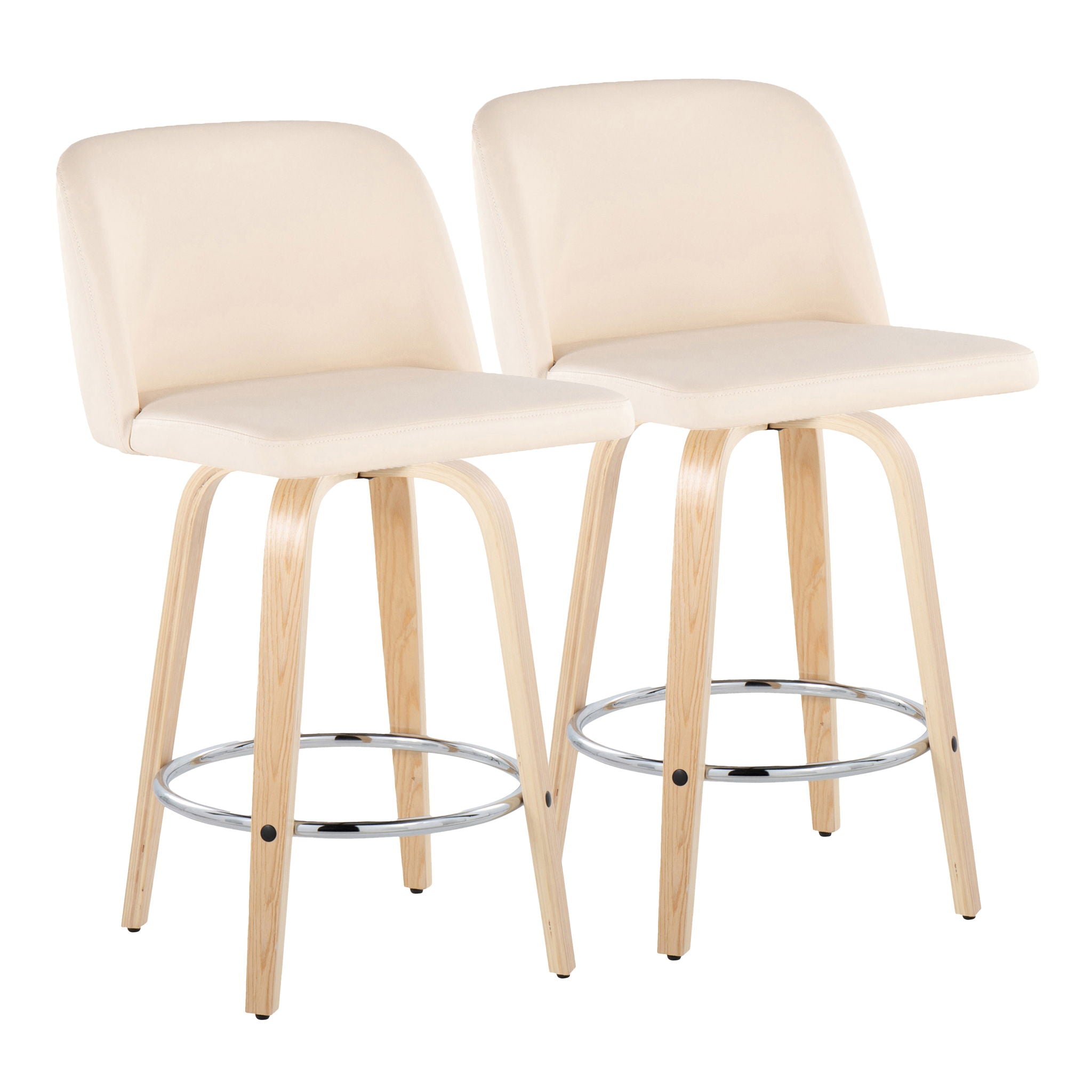 Toriano - Contemporary Fixed-Height Counter Stool With Swivel And Round Footrest (Set of 2) - Best Buy Furniture