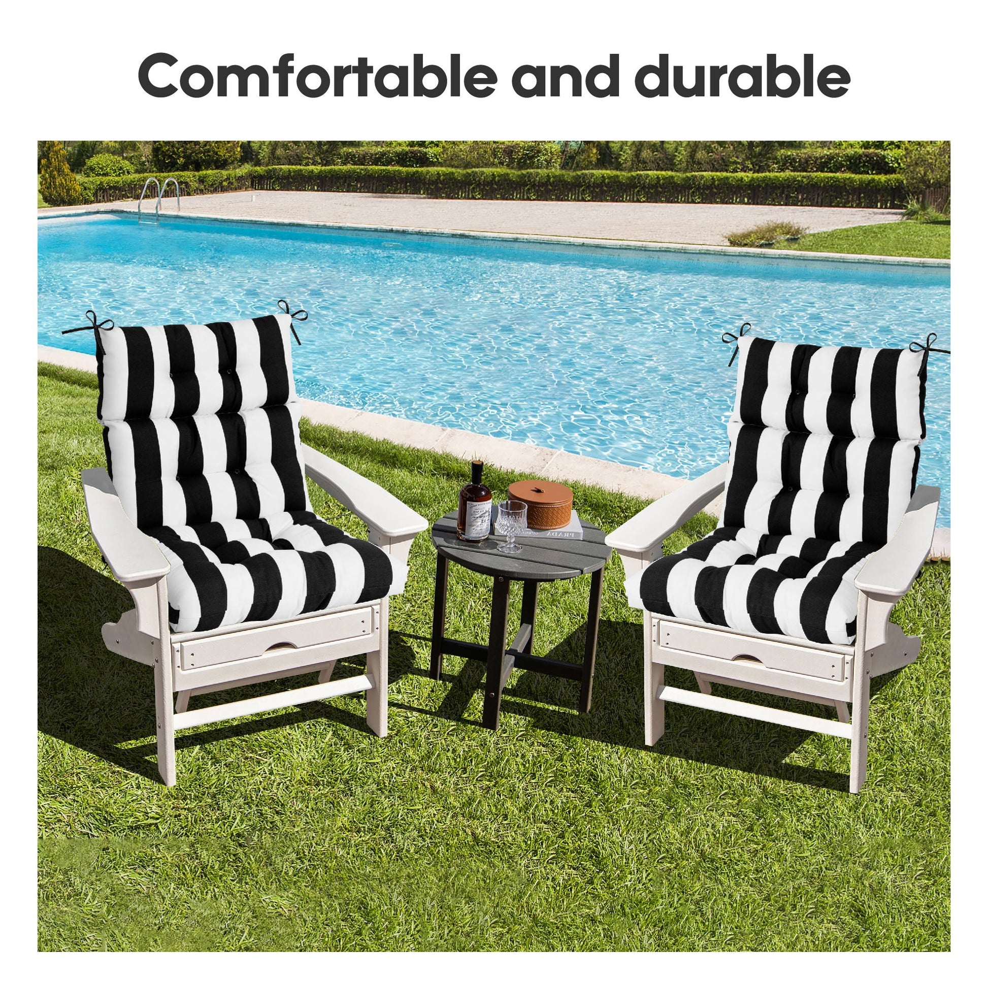 2 Piece High Back Patio Chair Cushion Set, Tufted Adirondack And Rocking Chair Cushions - Best Buy Furniture