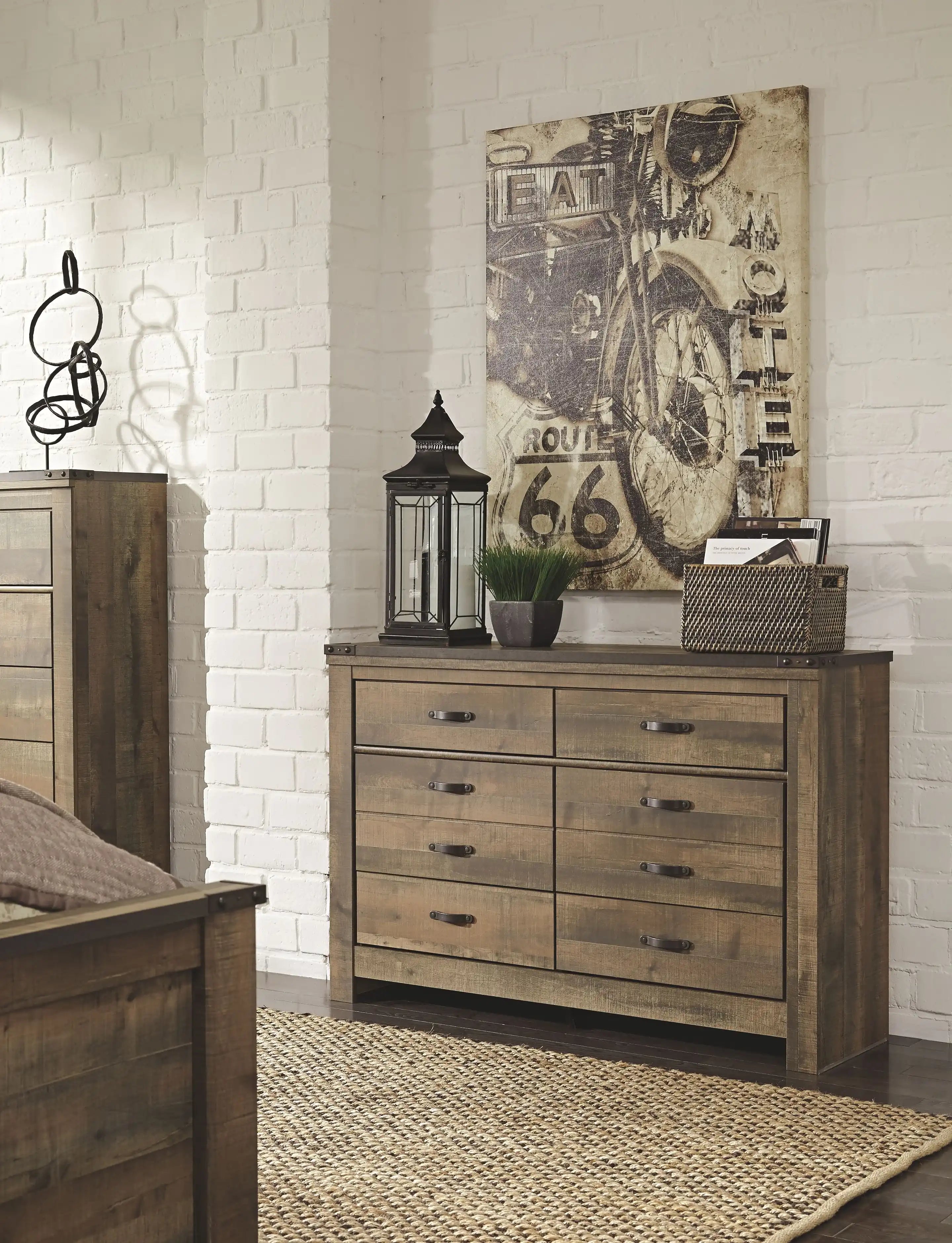 Trinell - Six Drawer Dresser - 61.34" x 15.98" x 42.99" - Brown Dark - Best Buy Furniture