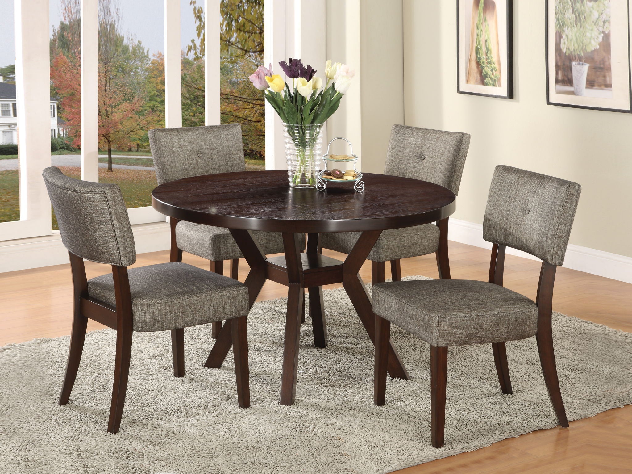 Drake - 5 Pieces Dining Room Set - Espresso / Gray - Best Buy Furniture