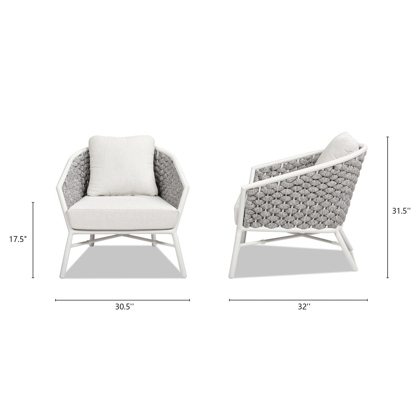 Rowan - Rope Barrel Back Patio Accent Arm Chair (Set of 2) - Optic White - Best Buy Furniture