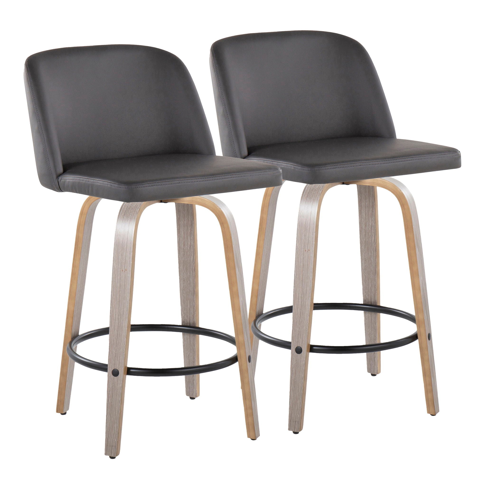 Toriano - Contemporary Fixed Height Counter Stool With Swivel & Round Footrest (Set of 2) - Best Buy Furniture