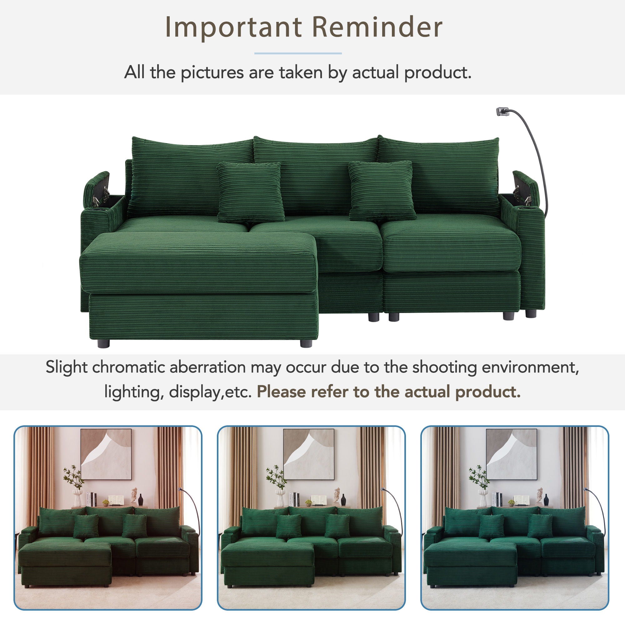 Modern Style Loveseat Sofa Sectional Sofa Couch With Storage Space, A Movable Ottoman, Two USB Ports, Two Cup Holders, A Phone Holder For Living Room - Best Buy Furniture