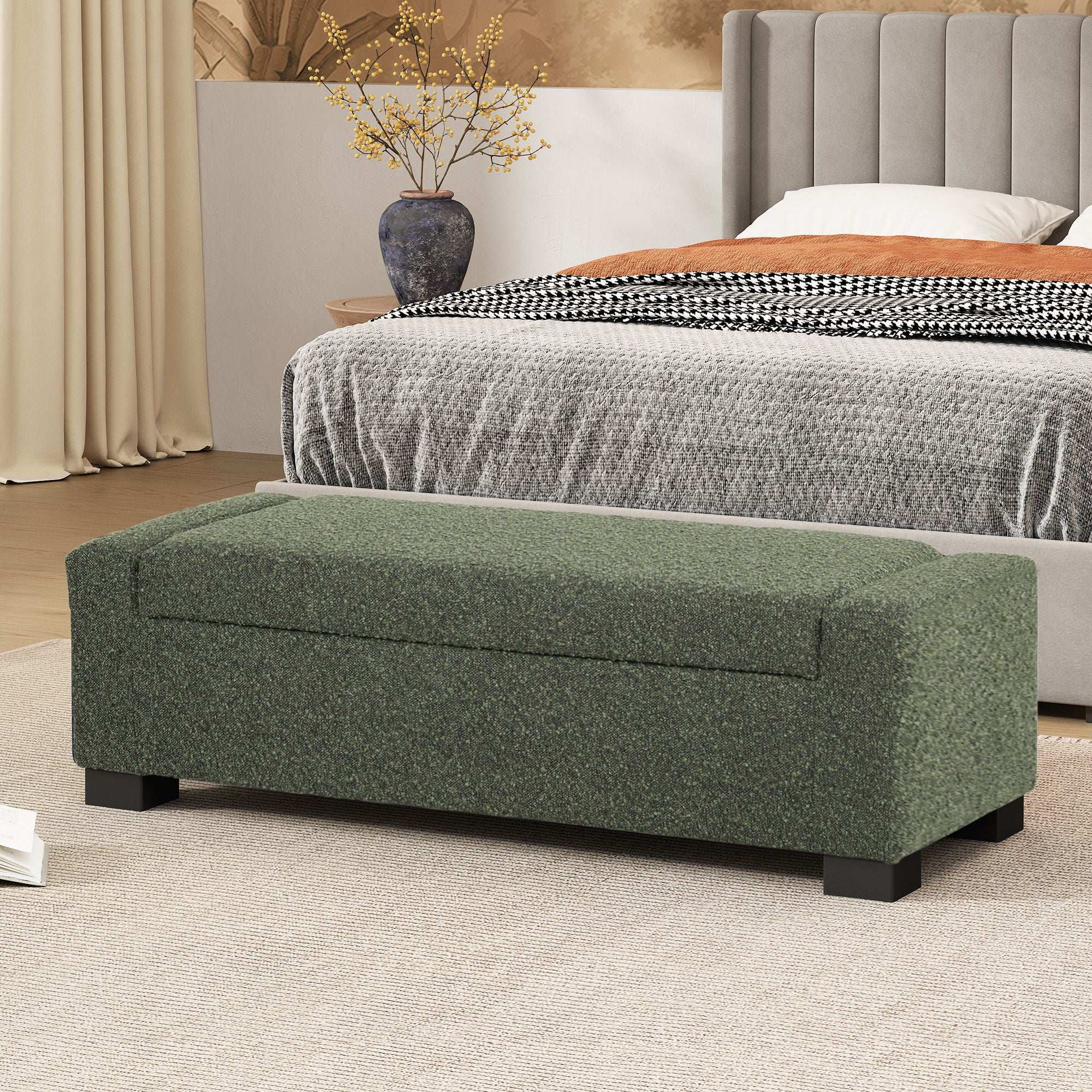 Textured Fabric Ottoman Bench With Hinged Lid - Best Buy Furniture