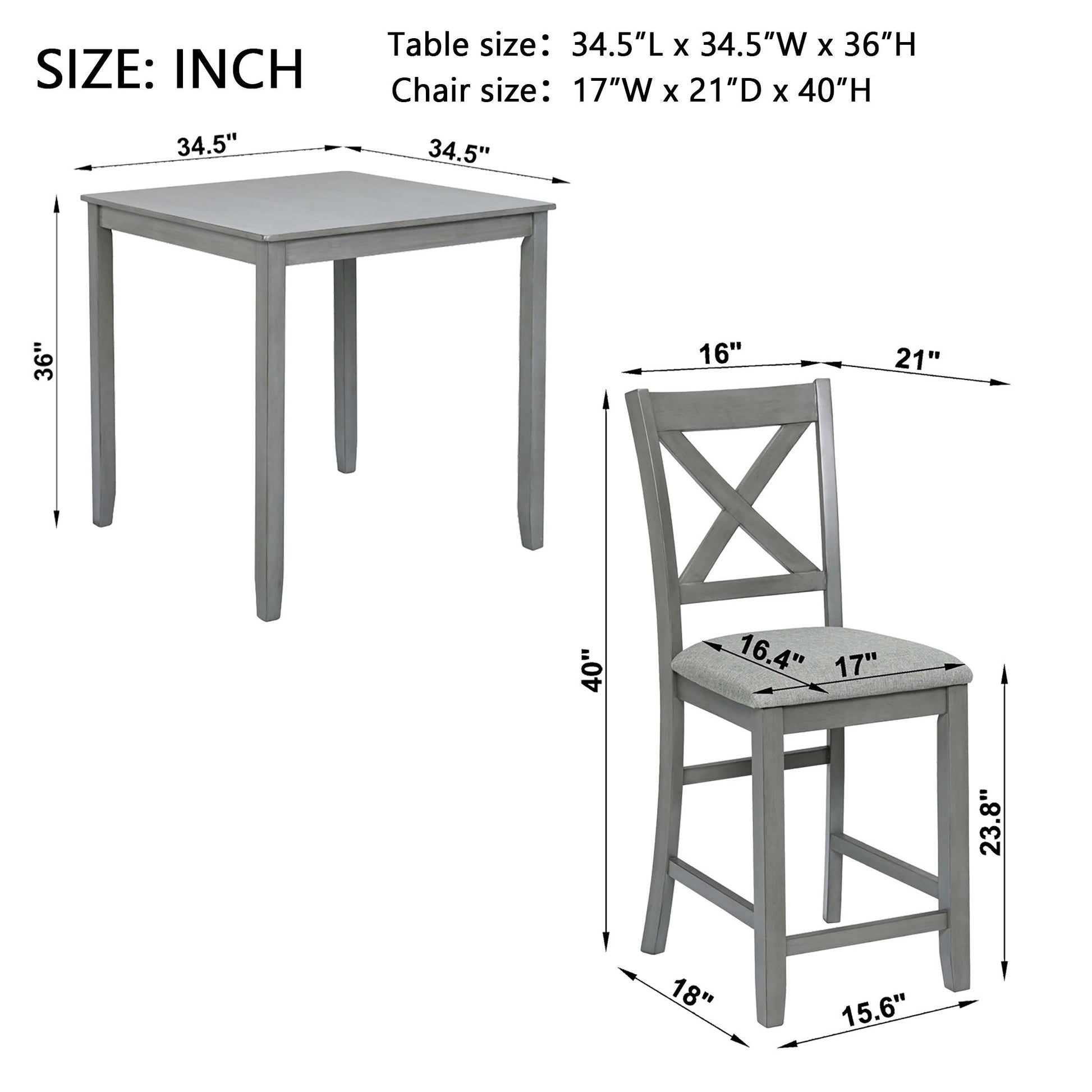 5 Piece Dining Table Set, Wooden Dining Square Table Set For 4 - Best Buy Furniture