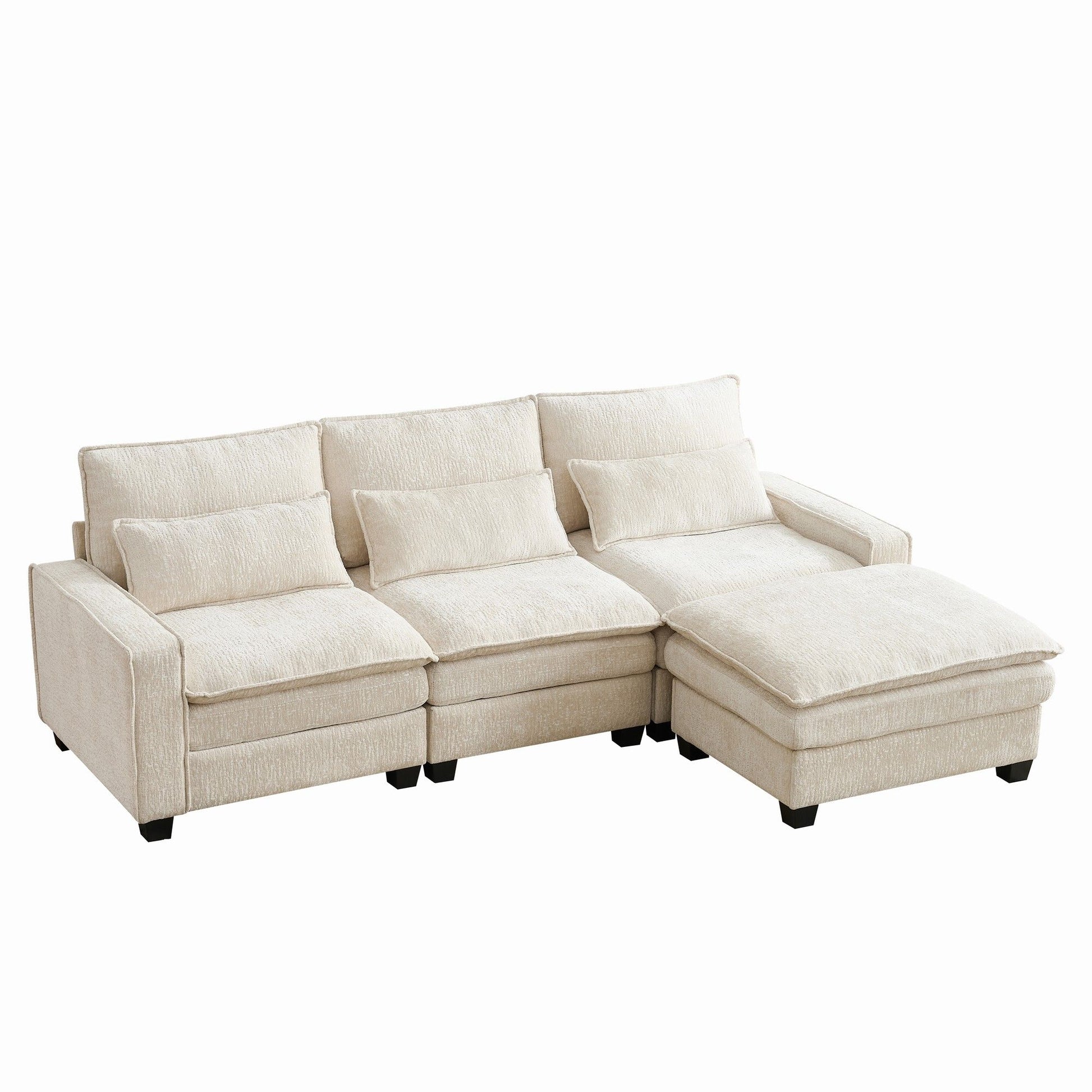 Modern Comfy Chenille L Shaped Sectional Sofa With Movable Ottoman - Best Buy Furniture