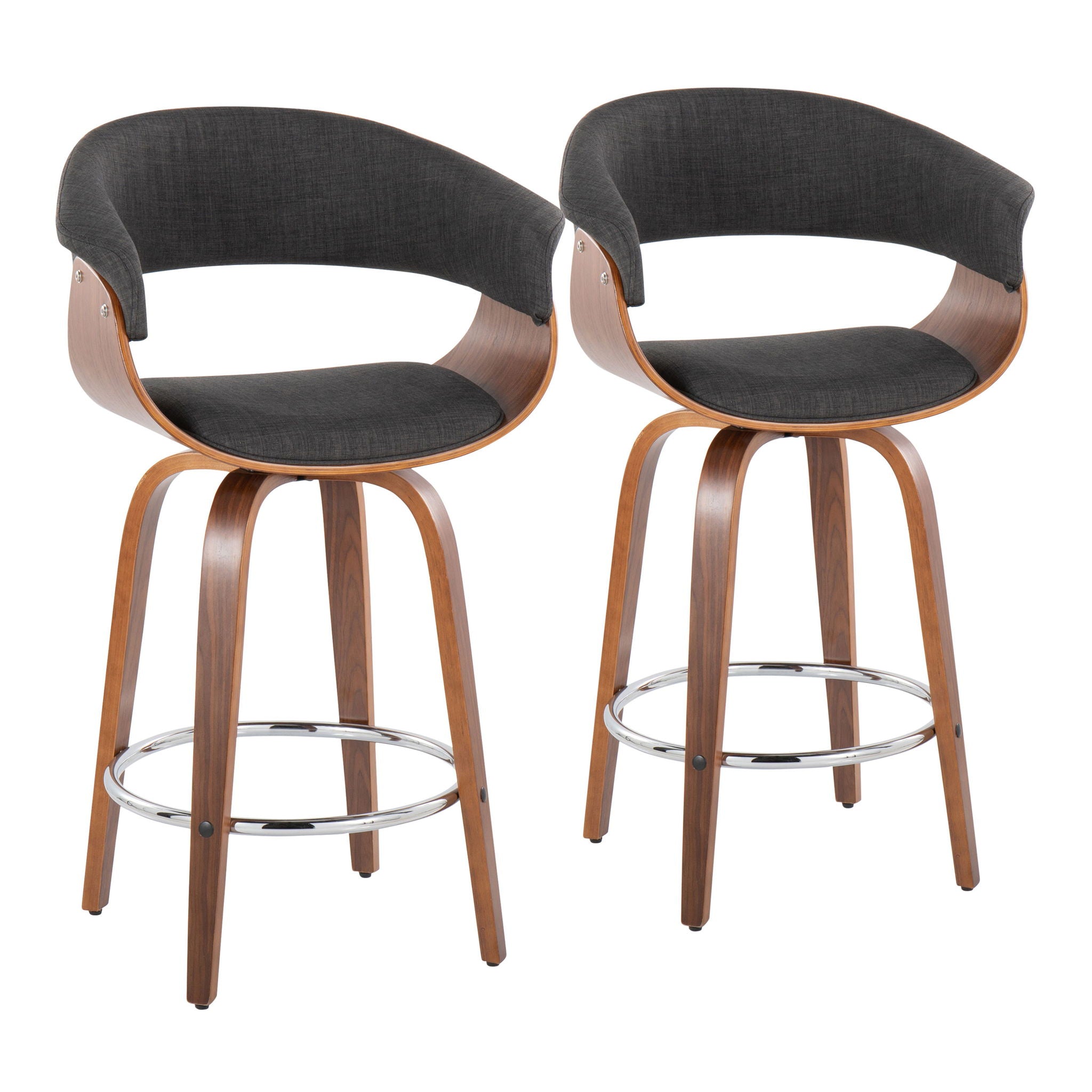 Vintage Mod - Mid Century Modern Fixed Height Counter Stool With Swivel With Round Footrest (Set of 2) - Best Buy Furniture