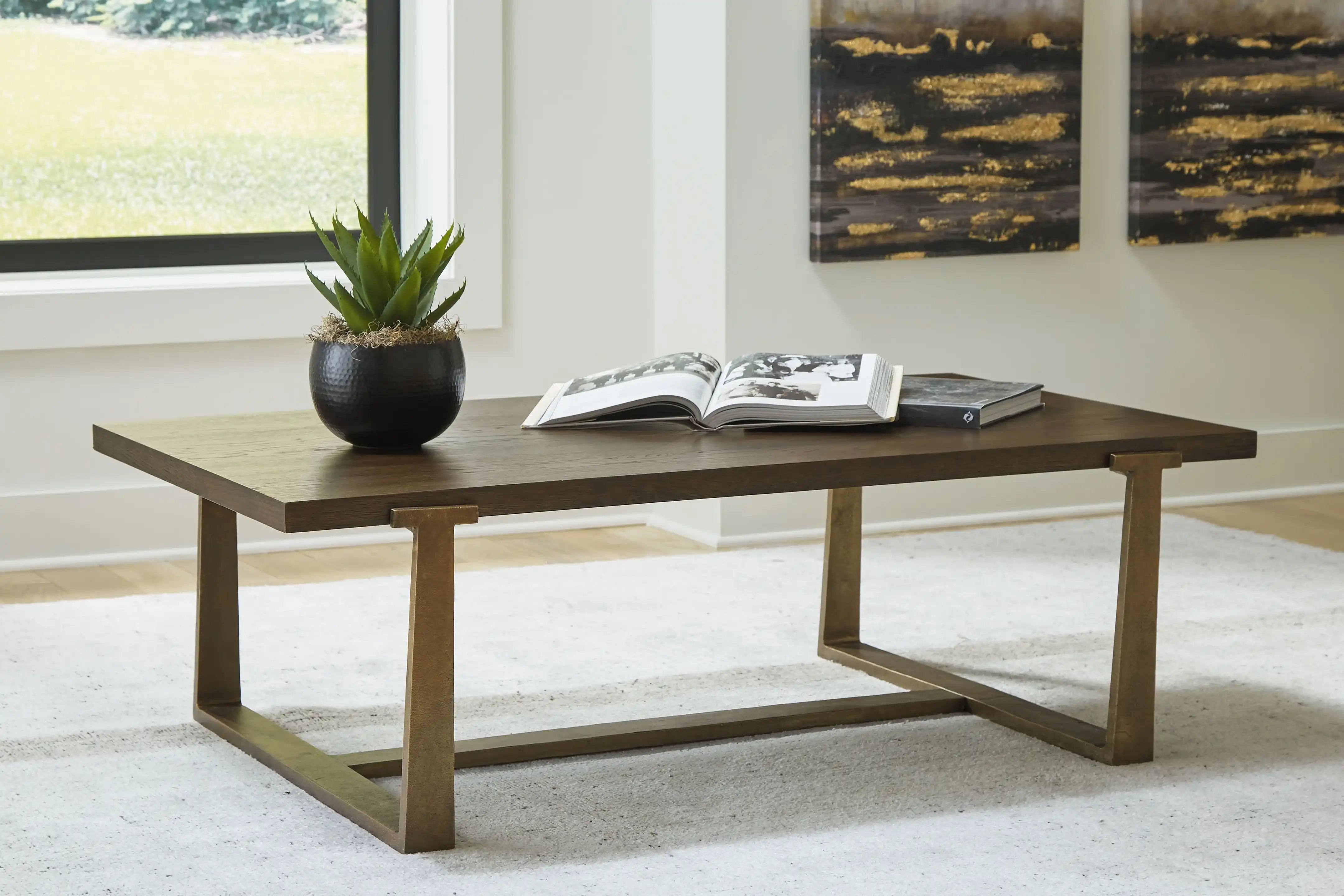 Balintmore - Rectangular Cocktail Table - Brown / Gold Finish - Best Buy Furniture