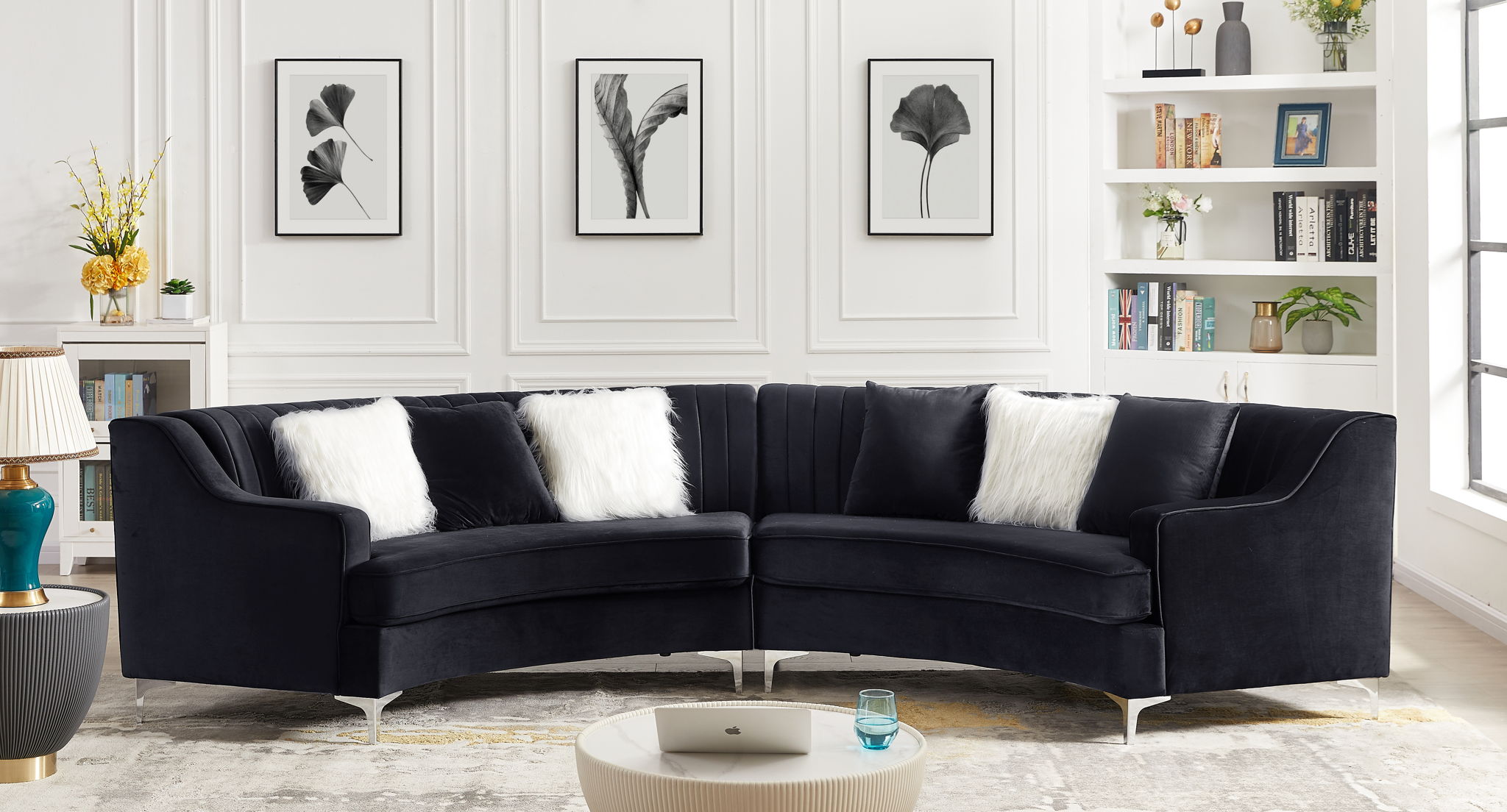 Velvet Curved Sofa - Best Buy Furniture