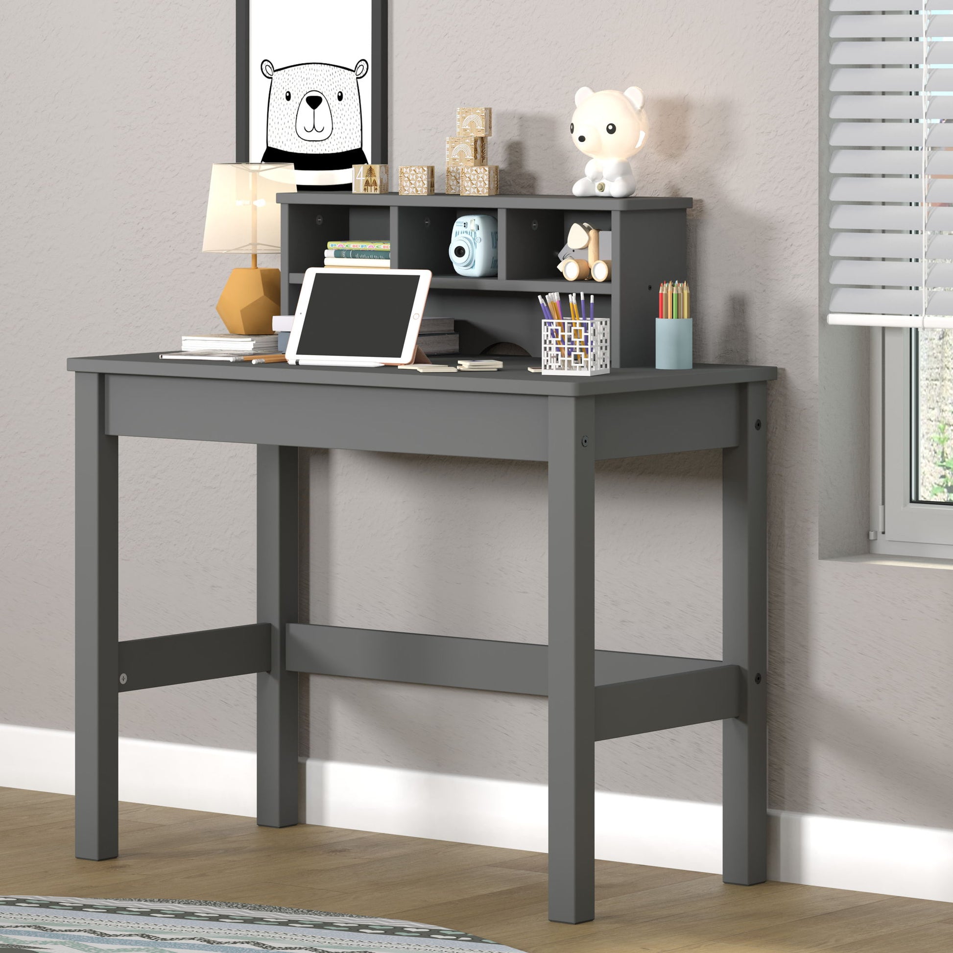 Logan - Writing Desk - Gray - Best Buy Furniture