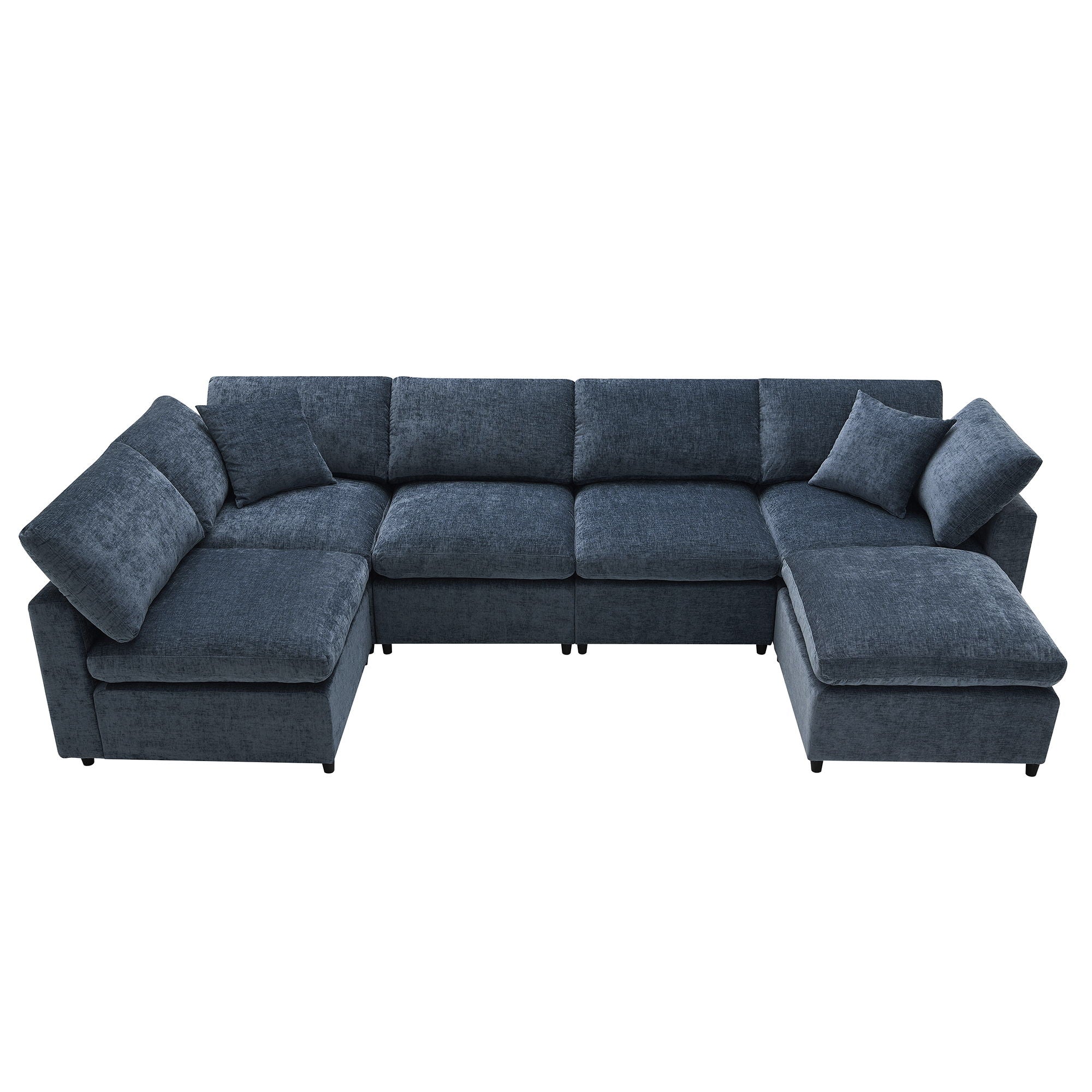 Modern Modular Cloud Sofa Bed, 6 Seat Chenille Sectional Couch Set With Ottoman, Free Combination, Convertible U Shaped Sleeper Sofa For Living Room - Best Buy Furniture