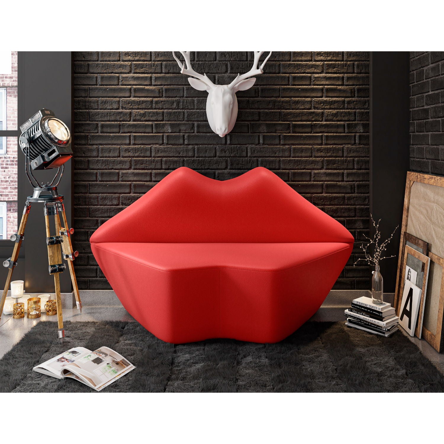 Kiss Loveseat Funky Lip Design - Red