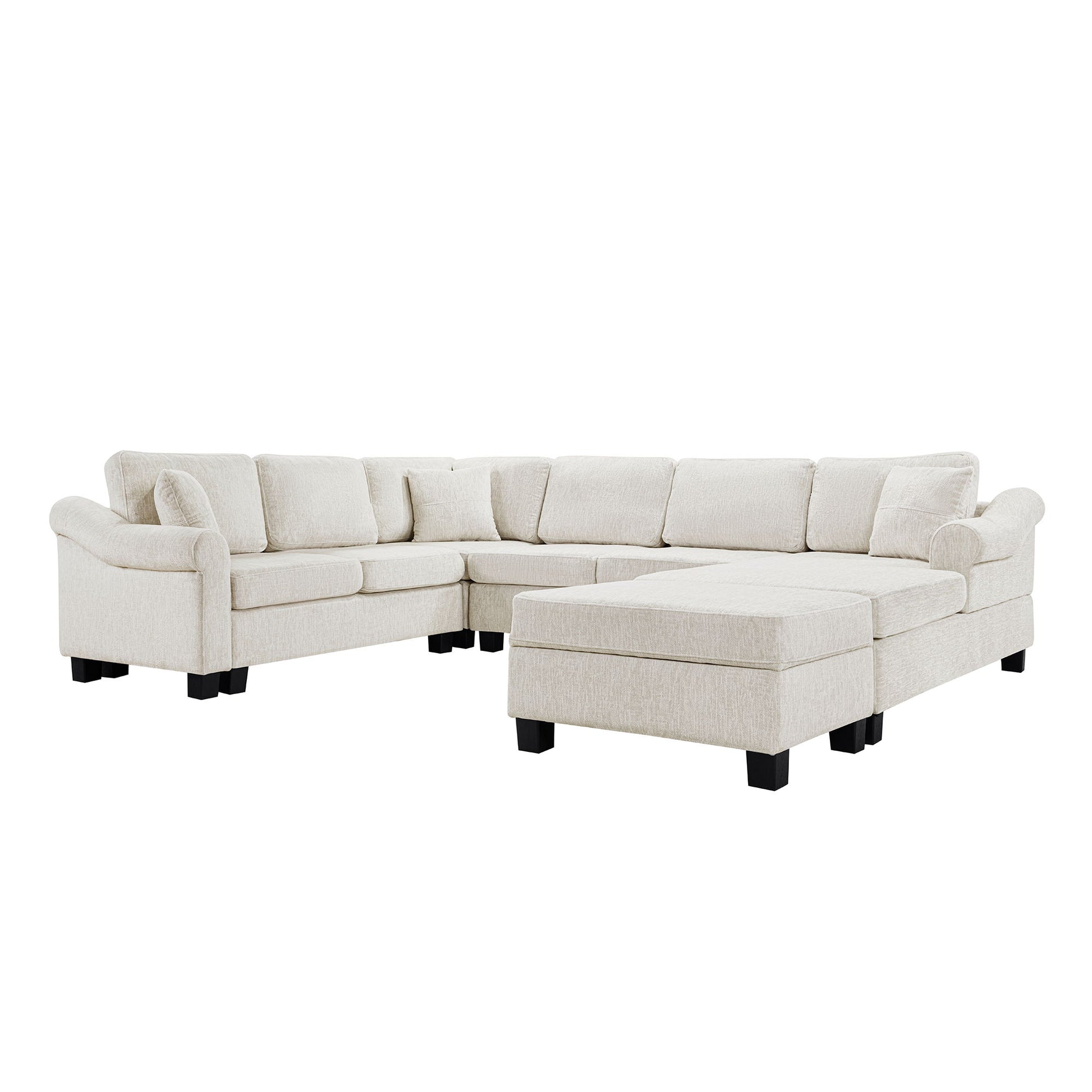 Contemporary U - Shaped Sectional Sofa With Movable Storage Ottoman - Best Buy Furniture