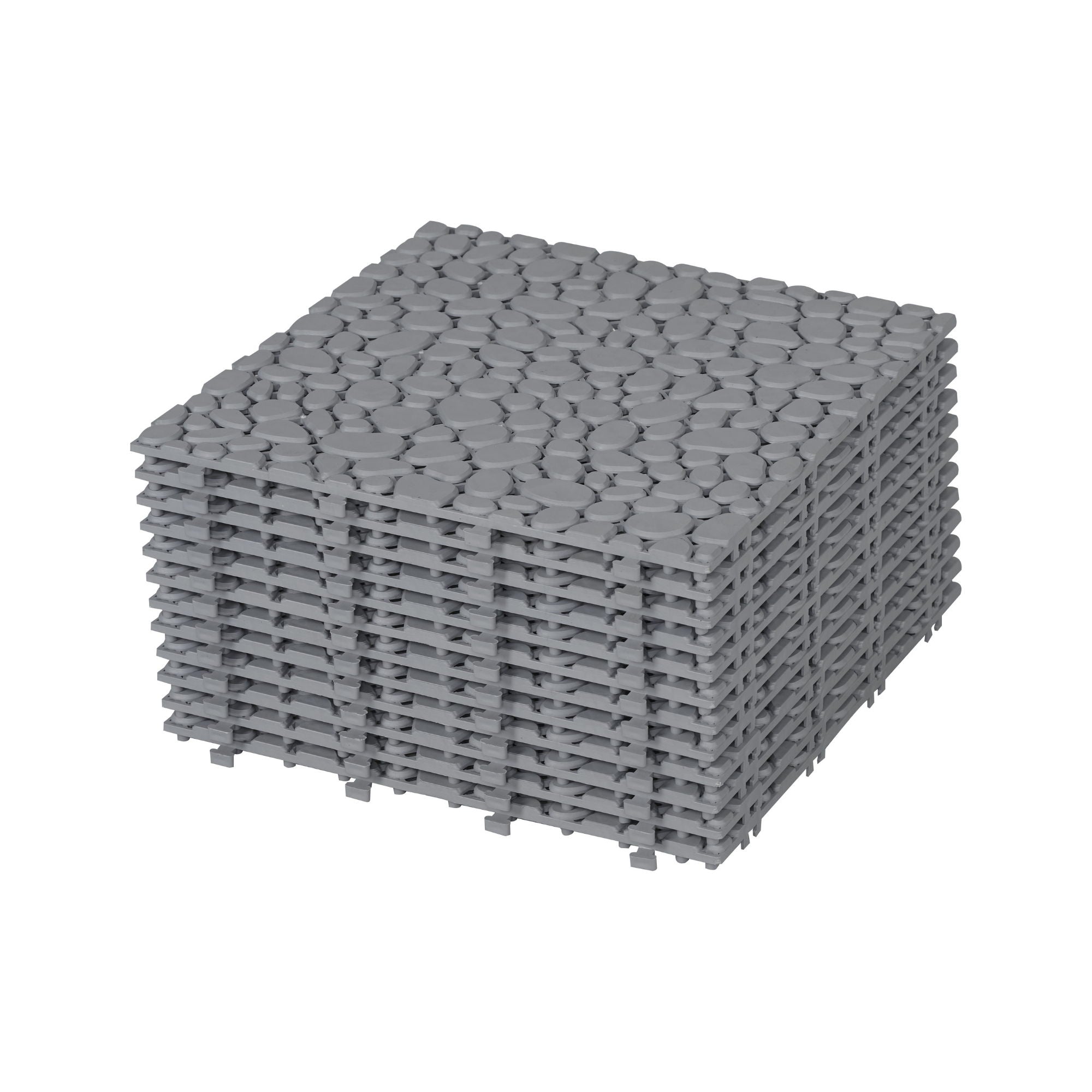 Interlocking Deck Tiles Plastic Waterproof Outdoor All Weather Anti-Slip Bathroom Shower Balcony Porch Strong Weight Capacity Upto 440 Lbs, Pebble Stone Pattern - Best Buy Furniture