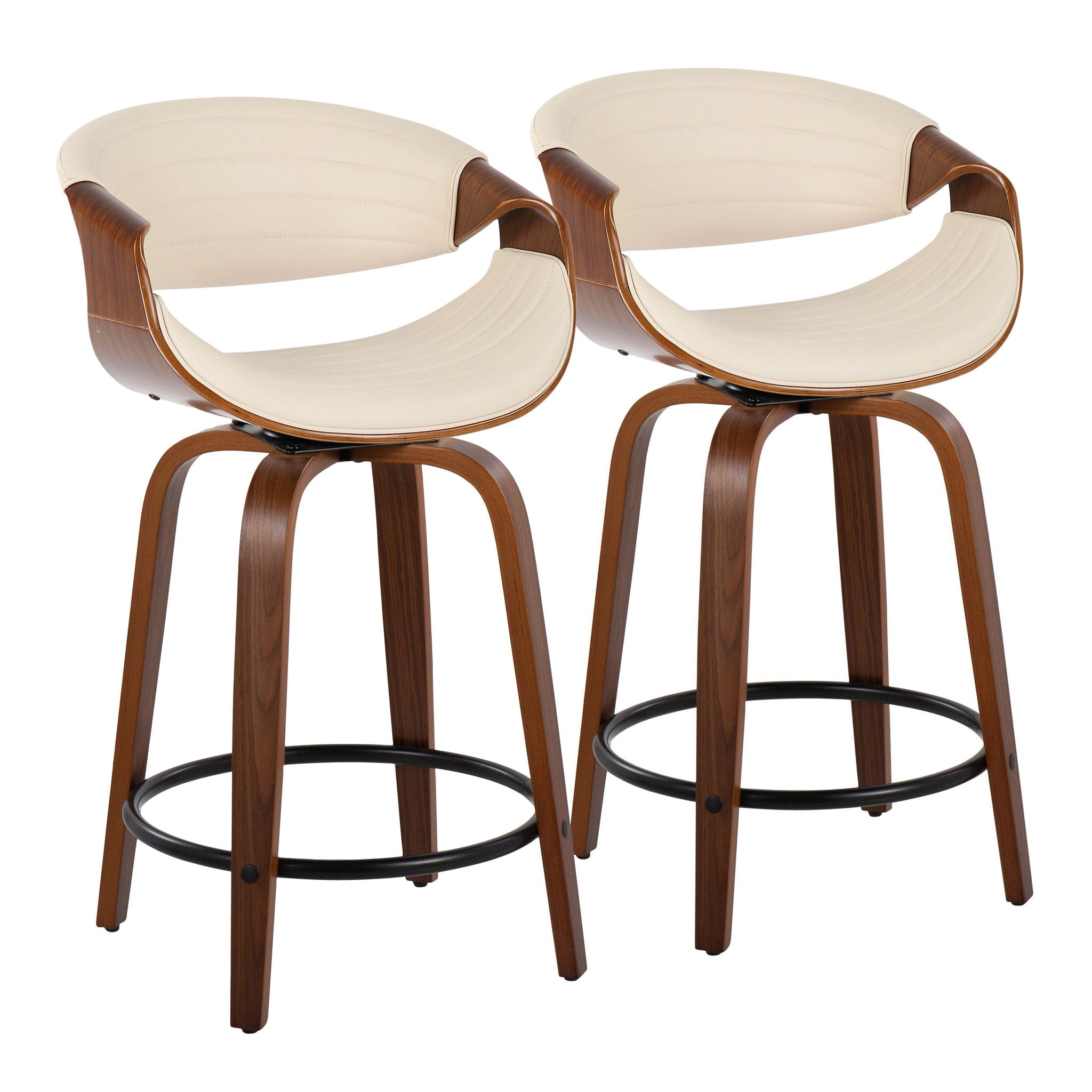 Symphony - Mid Century Modern Fixed Height Counter Stool With Swivel With Round Footrest (Set of 2) - Best Buy Furniture