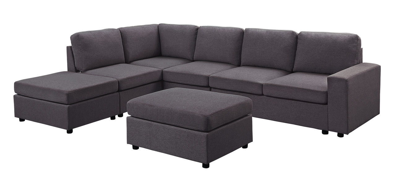 Cassia - 7 Seat Reversible Modular Sectional Sofa With Ottoman - Best Buy Furniture