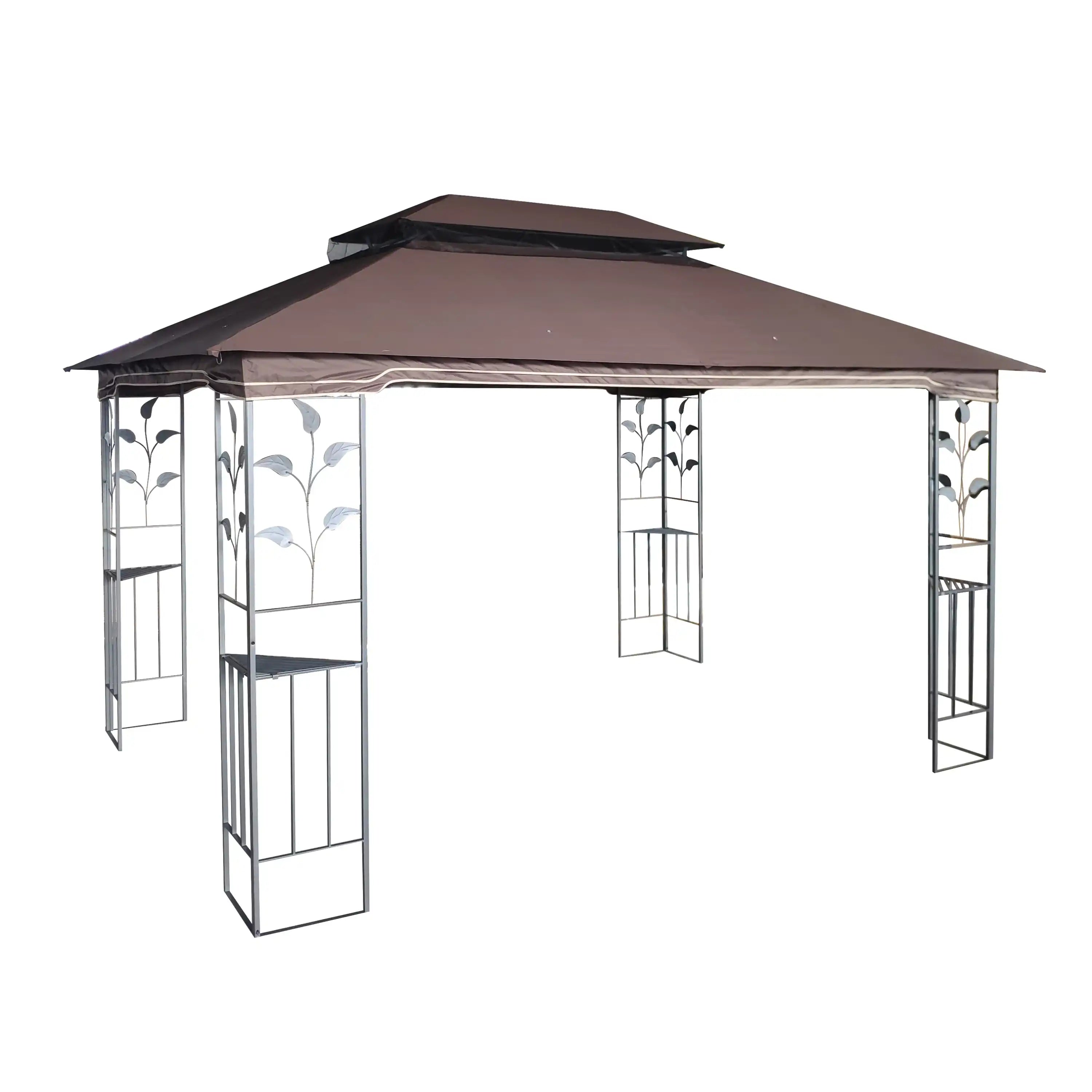 13x10 Outdoor Patio Gazebo Tent, Brown Canopy with Mesh Screens - Best Buy Furniture